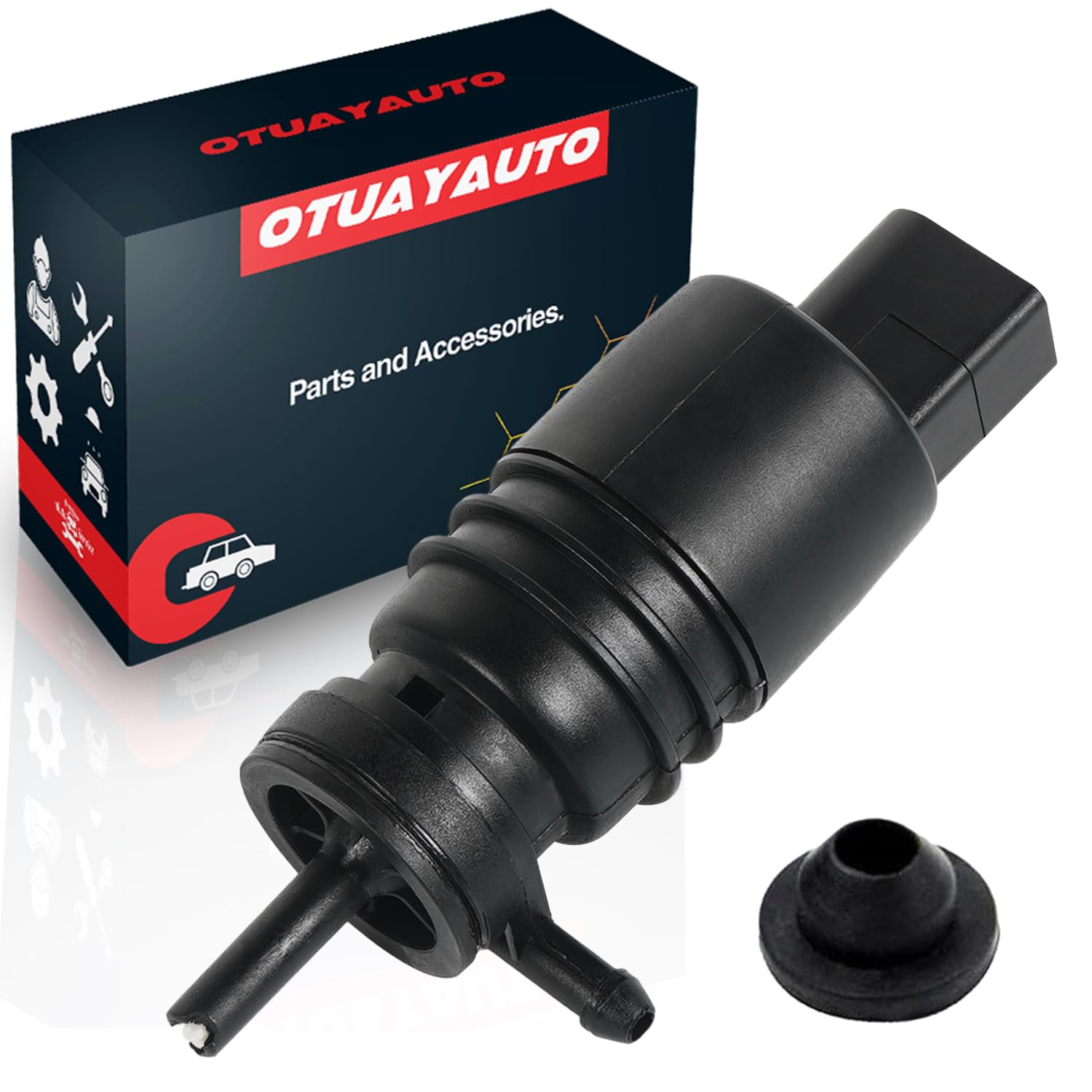 Otuayauto 67128362154 Windshield Washer Pump - Replacement For Bmw E46/E39/E36 M3 M5 X3 X5 Z3 Z4 Z8 318I 323I 325I 328I 330I 528I 530I 740I 745I With Grommet, Replaces Oem# 67128377612, 21323-232316B