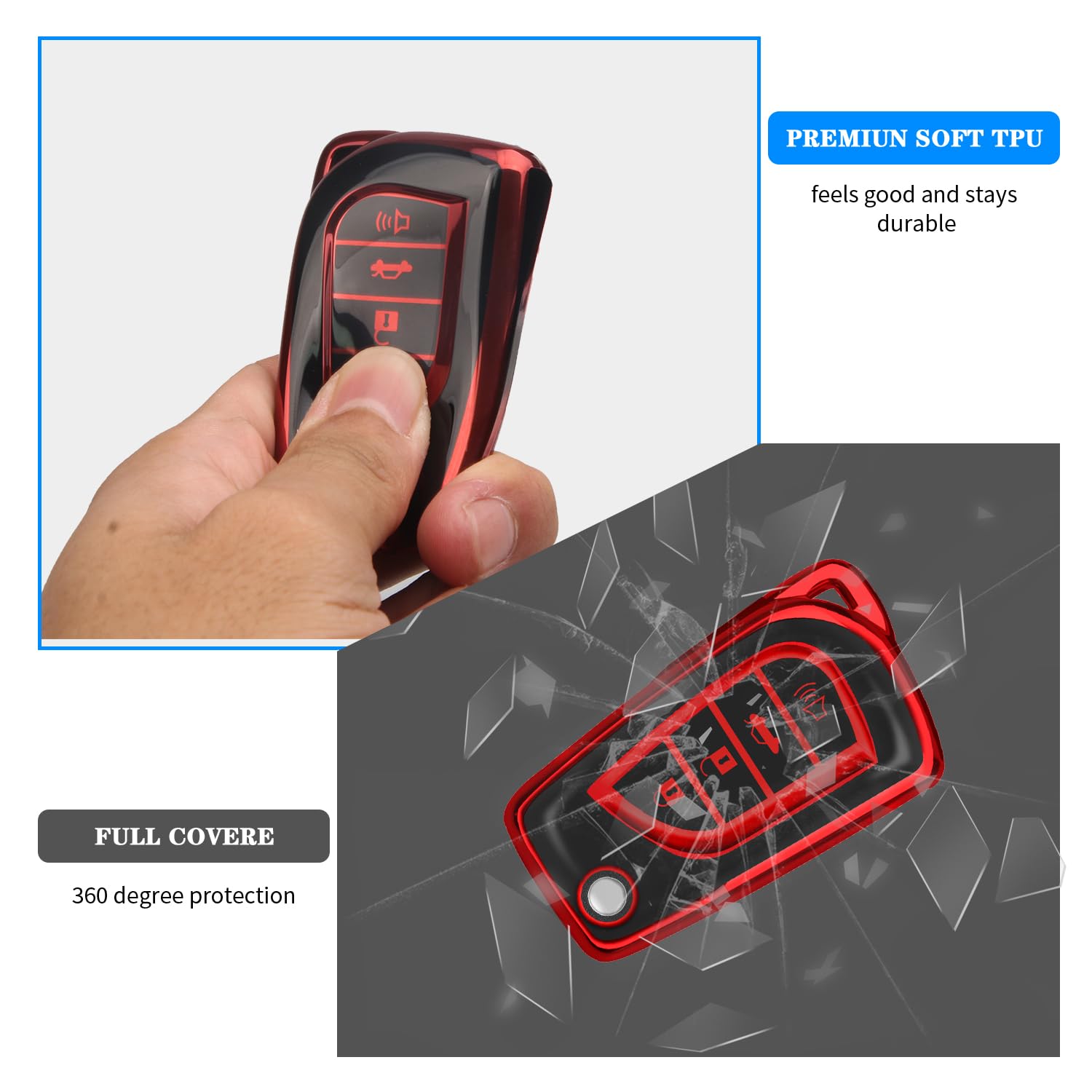 Qbuc For Toyota Flip Key Fob Cover Soft Tpu Key Case Cover With Keychain For Fortuner Tundra Camry Rav4 Challenger Key Shell