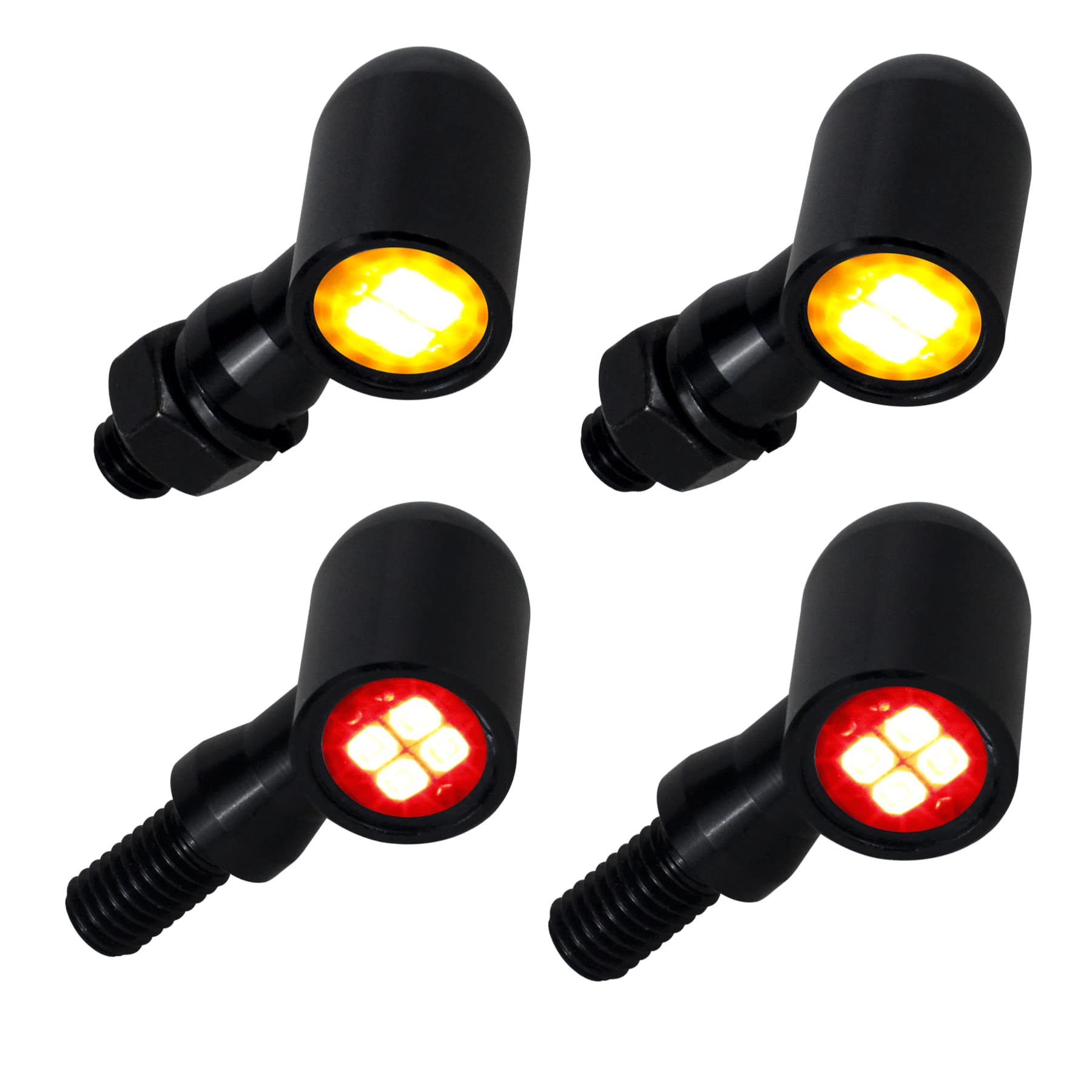 Quasco Front Rear Motorcycle Turn Signals, Mini Size Led Brake Tail Lights Universal Compatible With Harley Honda Suzuki Triumph