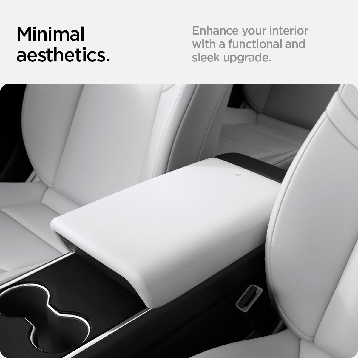 Spigen Center Console Non-Slip Armrest Cover Designed for Tesla Model 3 & Y 2025/2024/2023 with EZ Snap On Install [Not Compatib