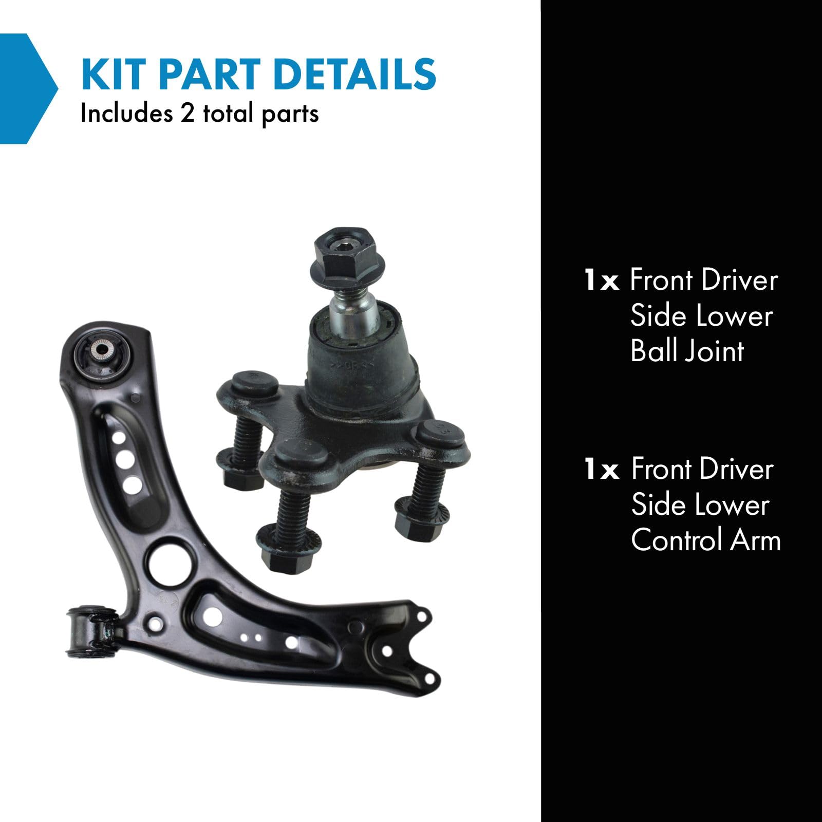 Trq Front Left Lower Control Arm With Ball Joint Set Drivers Side Compatible With 15-20 Audi 15-18 Volkswagen