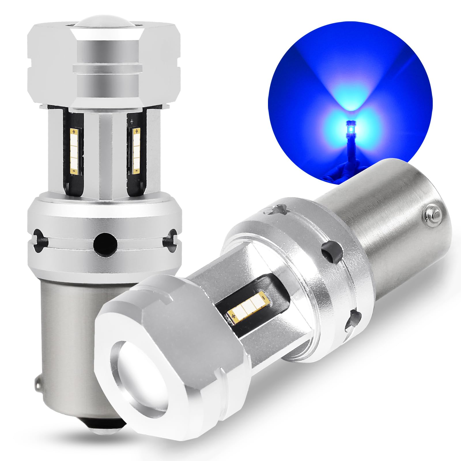 Phinlion 1156 Blue Led Light Bulbs, Super Bright 12V 24V P21W 7506 Ba15S Led Replacement For Reverse Drl Daytime Running Lights