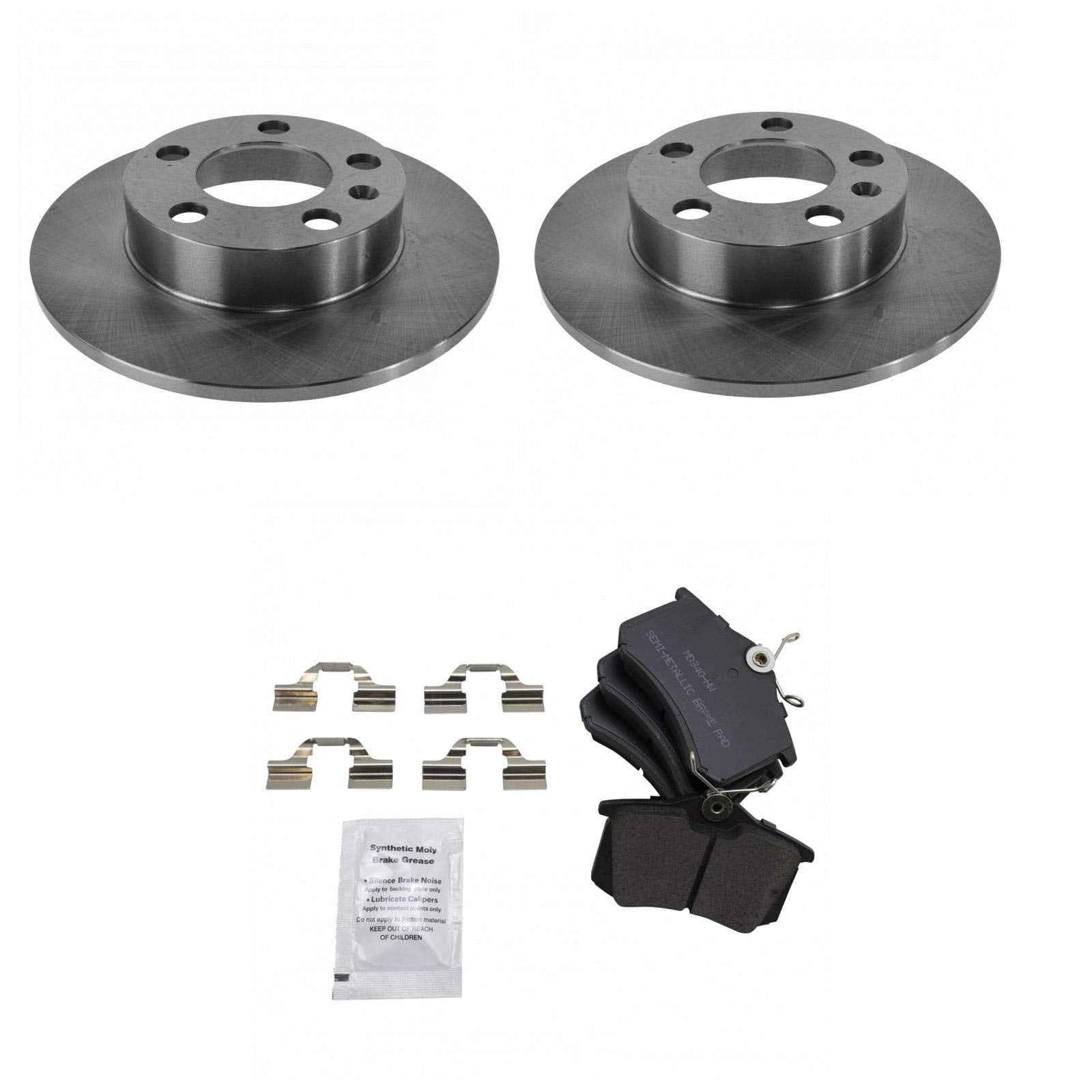 Trq Rear Brake Pad & Rotor Kit Brake Pads Brake Rotor Semi-Metallic Compatible With 2007-2010 Volkswagen Beetle 1999 Golf Jetta