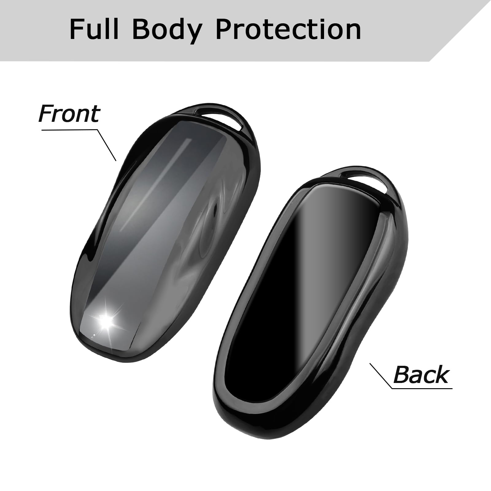Qbuc For Tesla Key Fob Cover With Keychain Soft Tpu Protection Case Compatible With Tesla Model S (Black)