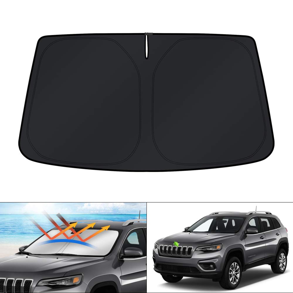 Kust Windshield Sun Shade For Jeep Cherokee Suv 2014-2023 (Not For Jeep Grand Cherokee) Sunshade Foldable Blocks Uv Rays Sun Vis