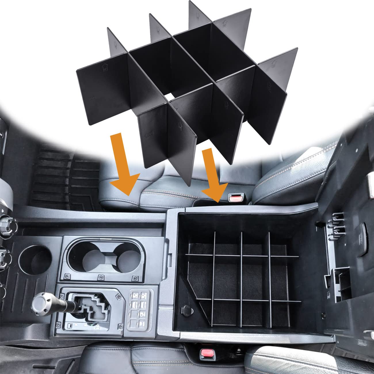 Tacobro Center Console Organizer Dividers For Tundra 2014-21 Accessories Black Abs Plastic Secondary Storage, Armrest Insert Separator
