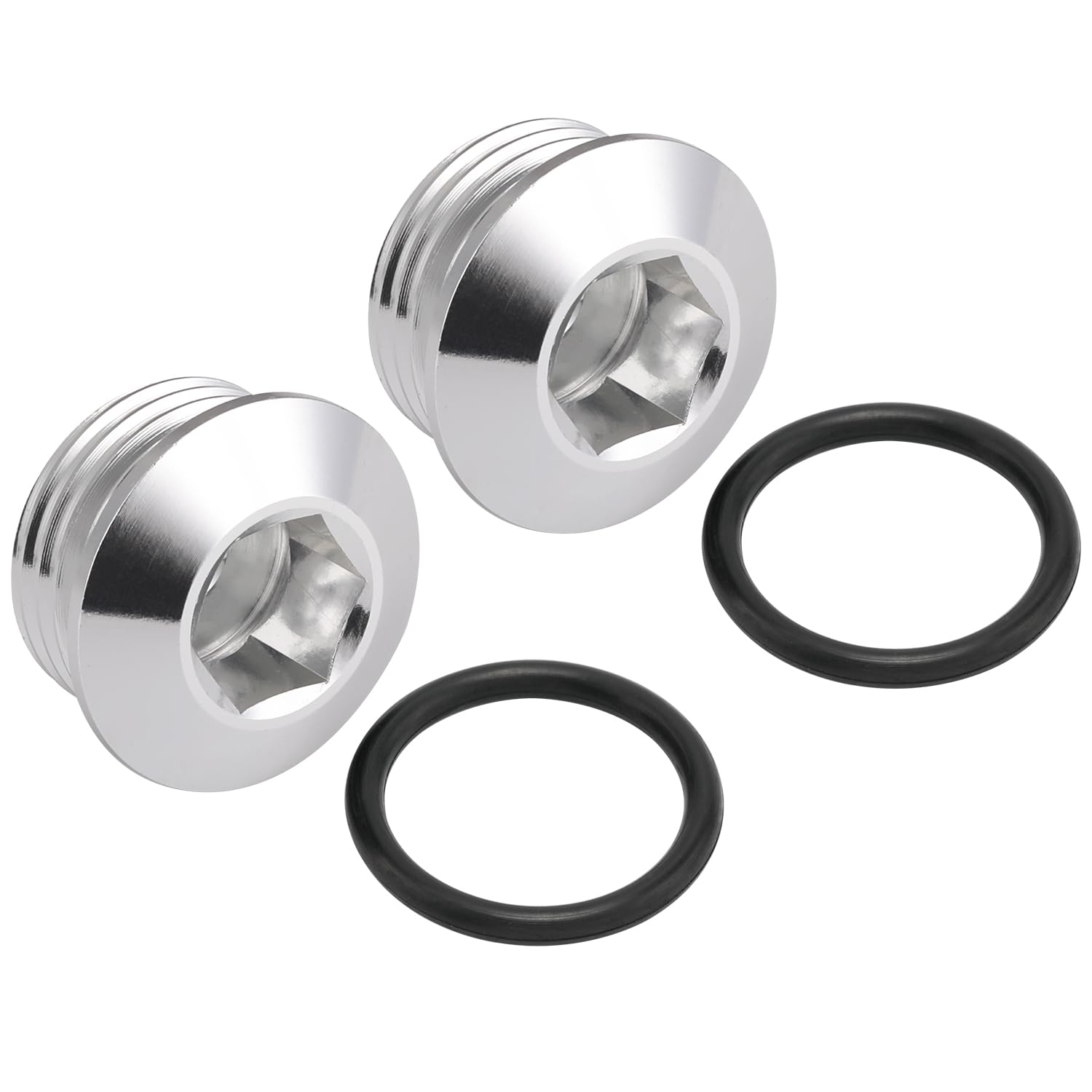 Podavelle 6An -6 Orb O-Ring Seal Boss Socket Port Plug Block Off Fitting Adapter Aluminum Silver, Pack Of 2