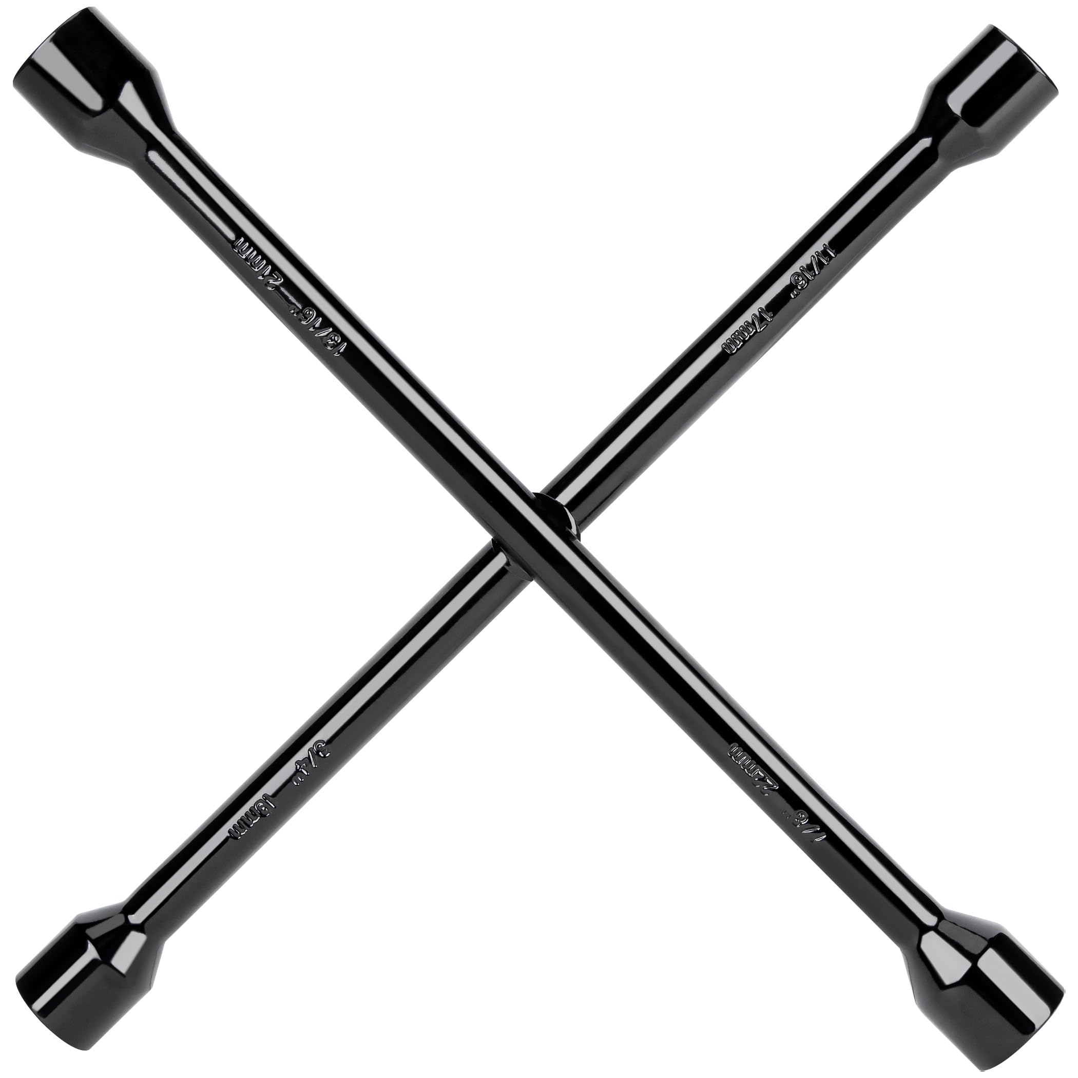 Cartman Professional 14 Inch Universal Heavy Duty Lug Wrench 4 Way Tire Iron Wrench, Black