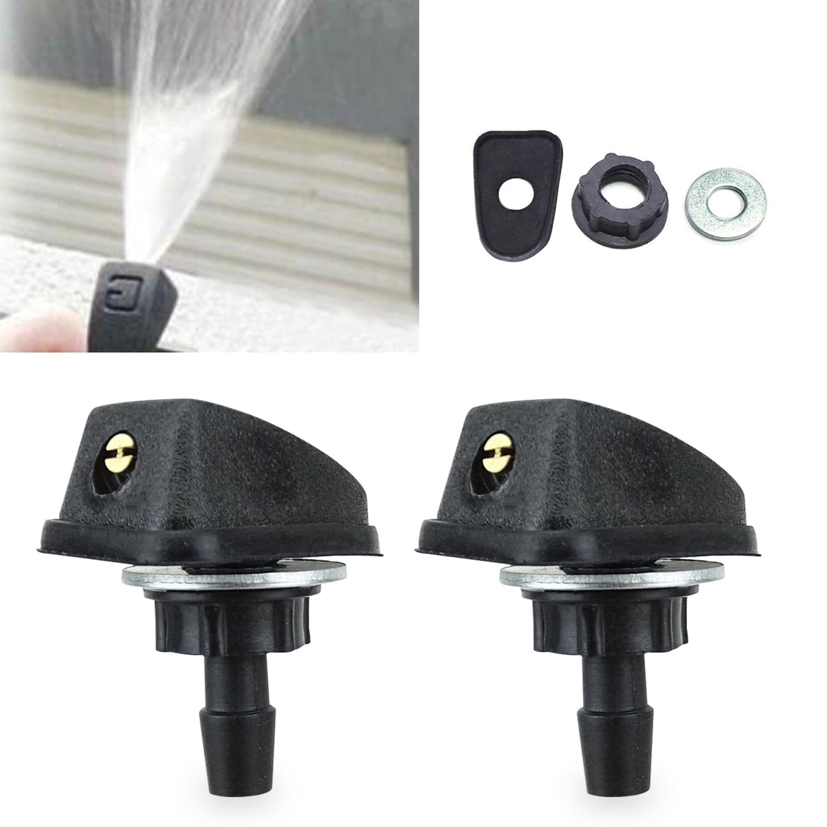 Gkmow Pack-2 Car Front Windshield Washer, Automotive Wiper Nozzles, 0.31'' Sprayer Head Replacement Parts, Single Hole Adjustabl