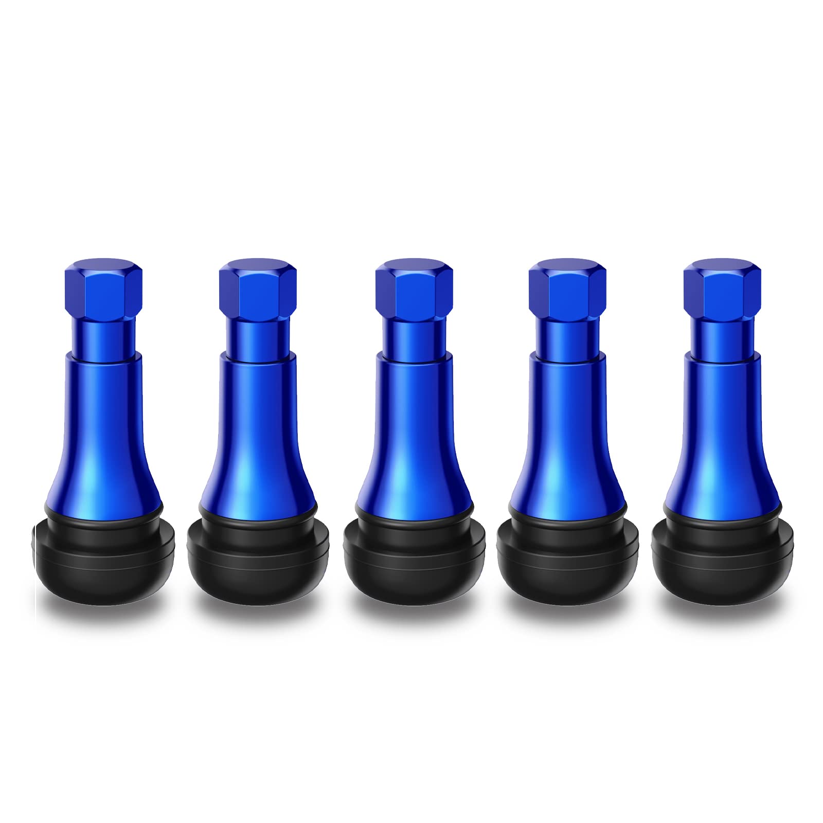 Ckauto Tr413Ac Blue Chrome Rubber Snap-In Tire Valve Stems (5 Pack)