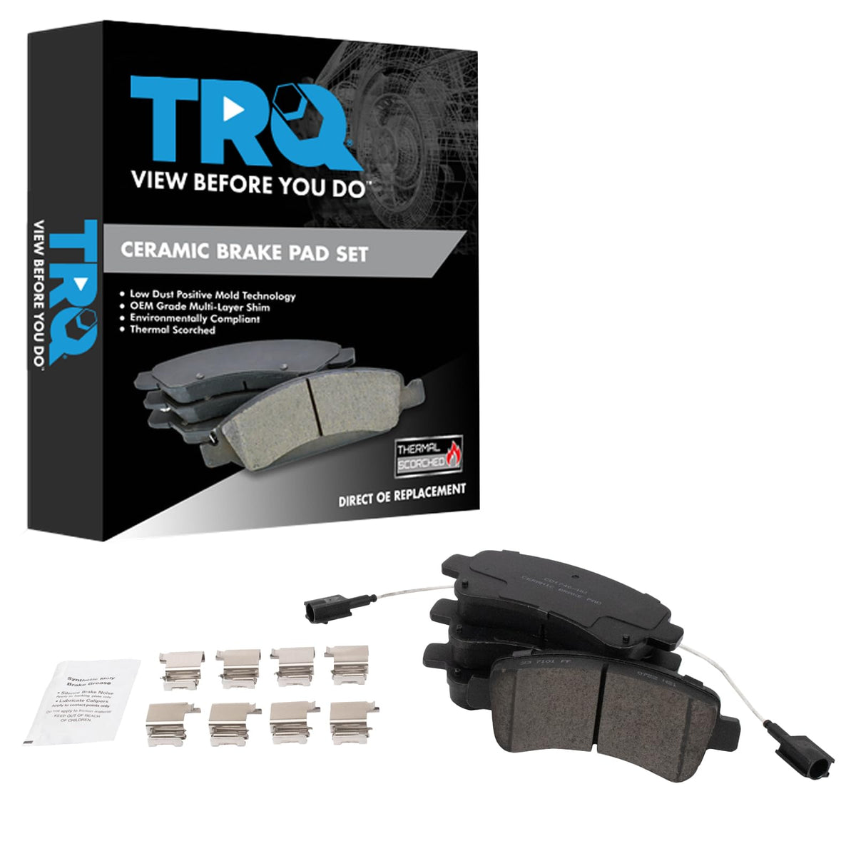 TRQ Rear Brake Pads Ceramic - Compatible with 2014-2021 Ram ProMaster 1500, 2500, 3500