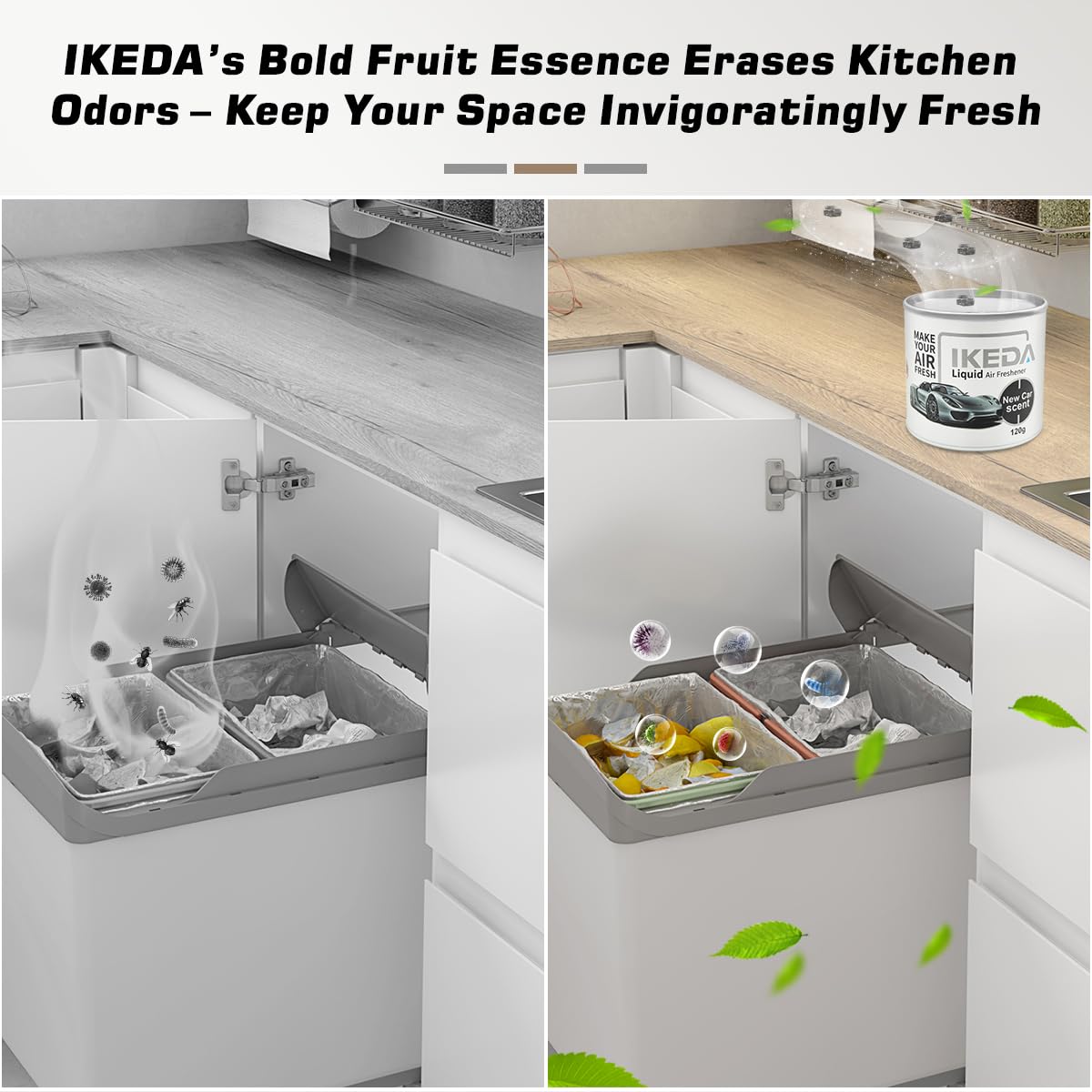 Ikeda Scents Car Air Freshener: New Car Scent Liquid Cans | Odor Elimination | Smoke Smell Remover | Strong Long-Lasting Fragran
