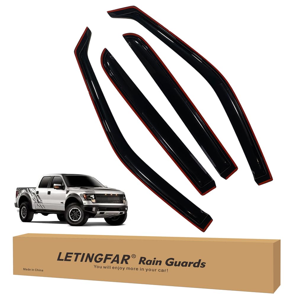 In-Channel Rain Guards for Ford F150 2015-2020 SuperCrew, Side Window Deflectors