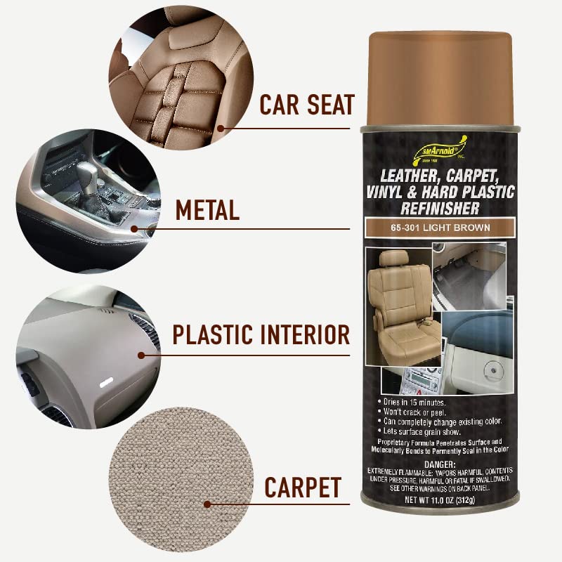 Sm Arnold Refinishing Spray Paint - Light Brown 11 Oz. - For Leather, Carpet, Vinyl, Metal, Plastic, Polycarbonate, Polypropylen