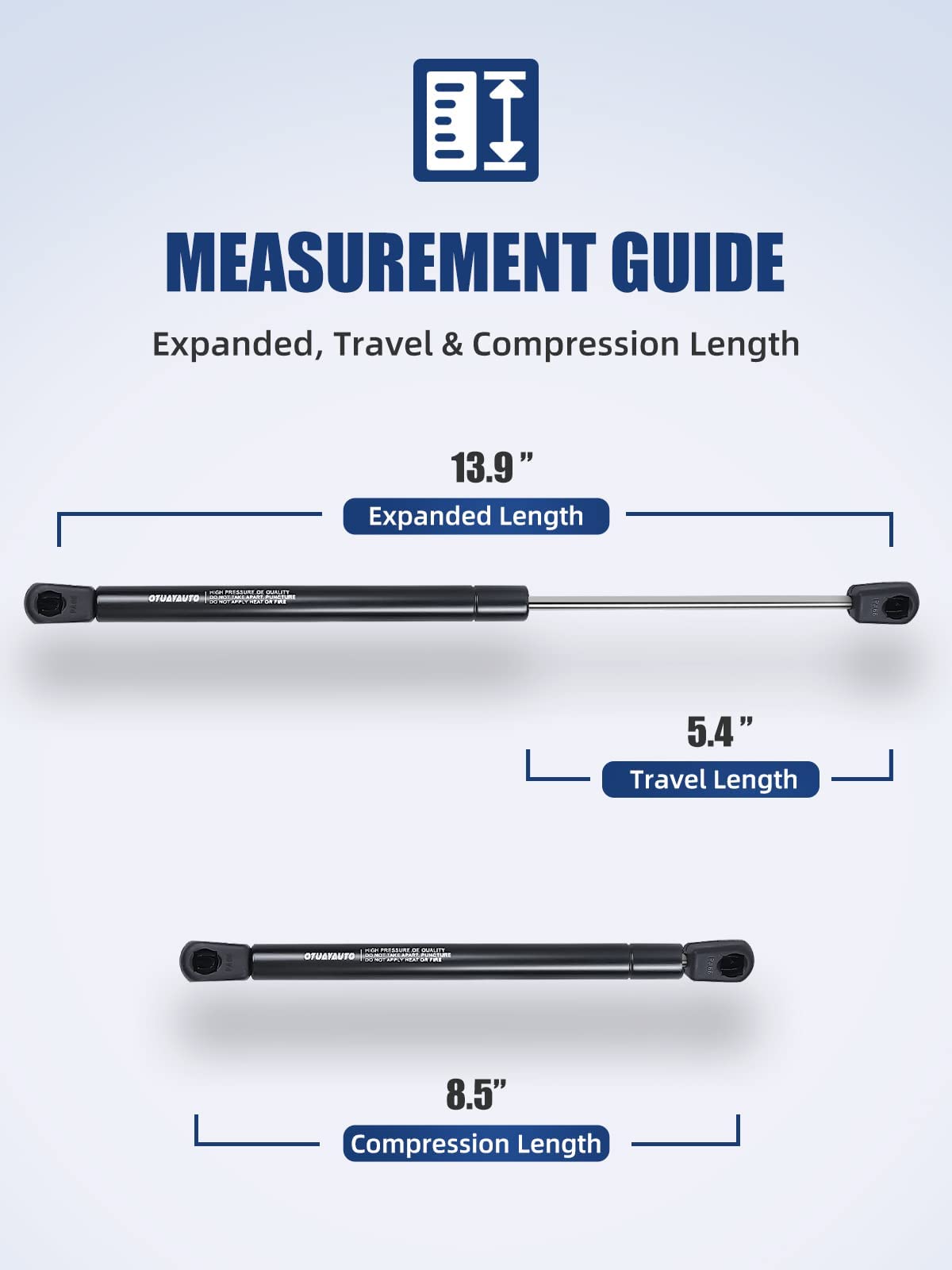 Otuayauto 14 Inch Gas Strut - 178N/40Lbs Universal Lift Support - C1609461 Gas Shocks For Tool Box, Truck Cap, Cabinet, Rv Door