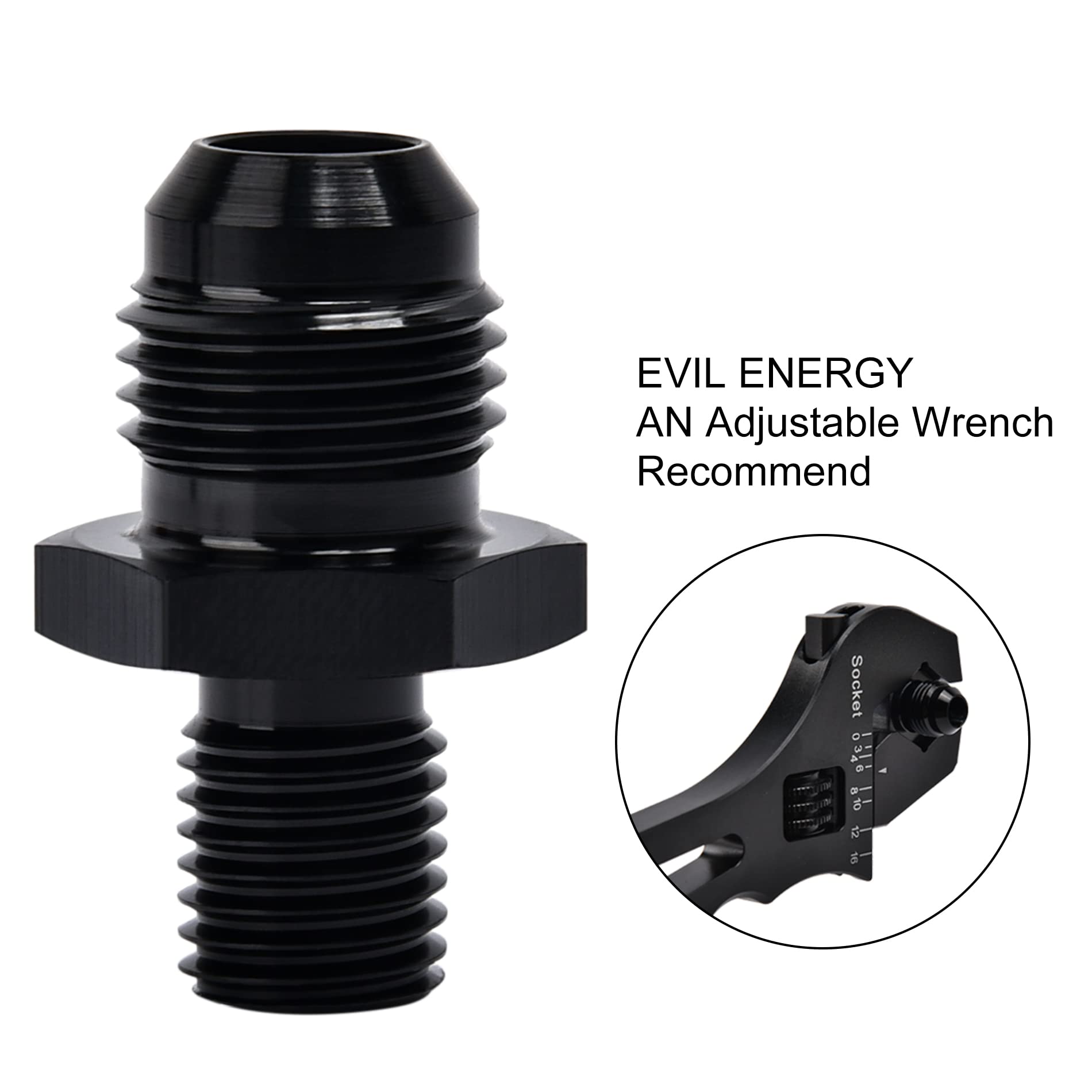 Evil Energy 6An Male Flare To M10 X 1.25Mm Male Metric Fitting Adapter Aluminium Alloy 2Pcs