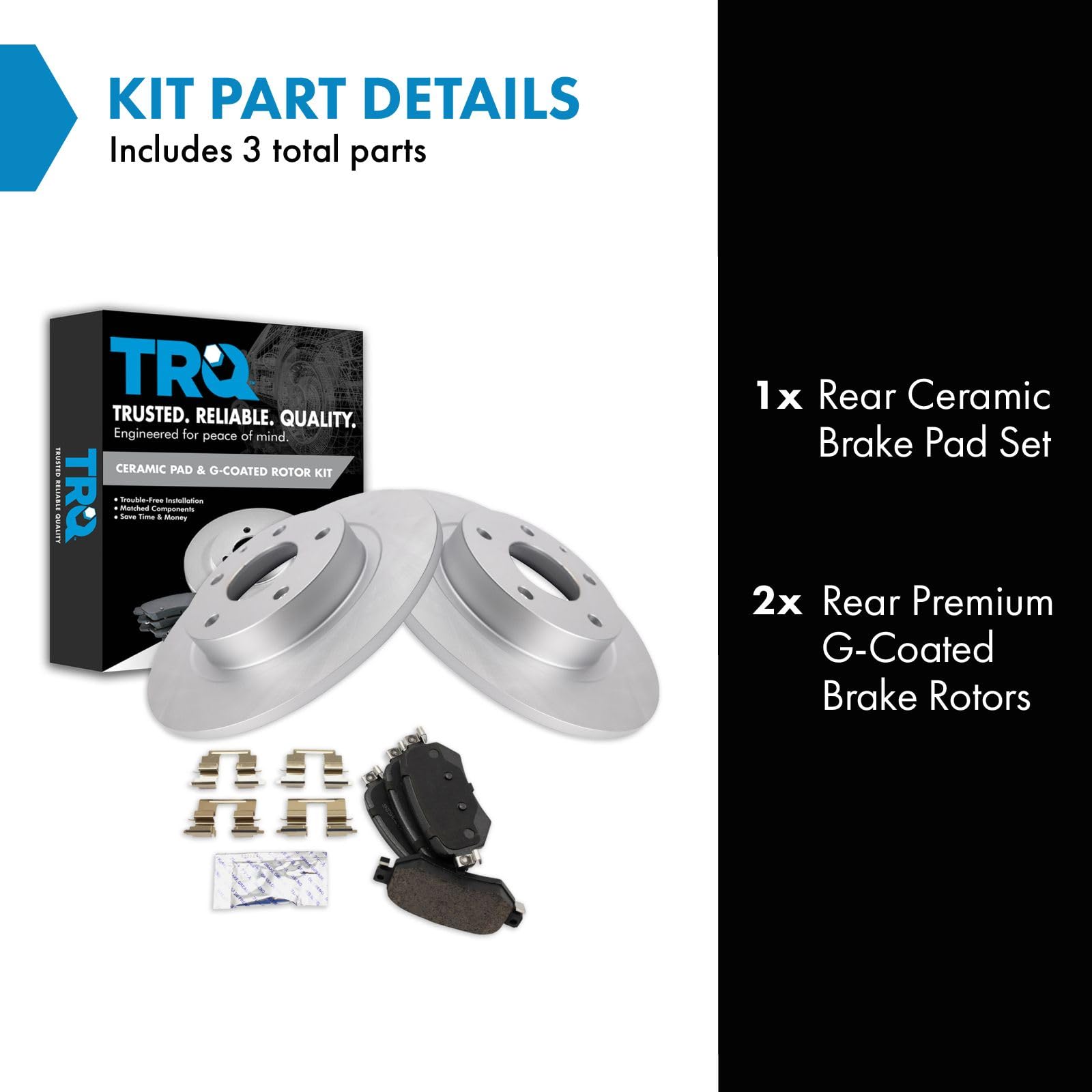 Trq Rear Brake Pad & Rotor Kit Brake Pads Brake Rotor Ceramic Premium G-Coated Compatible With 2016-2020 Mazda 6