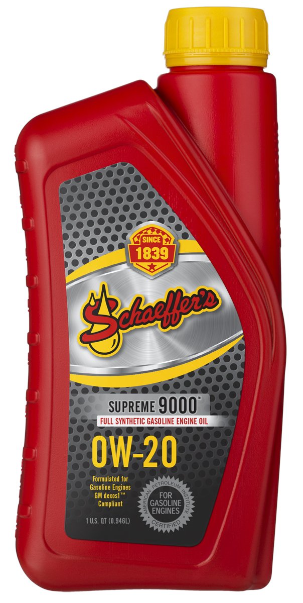 Schaeffer Manufacturing Co. 9005-012S Supreme 9000 Full Synthetic Gasoline Engine Oil 0W-20, 1-Quart Bottle