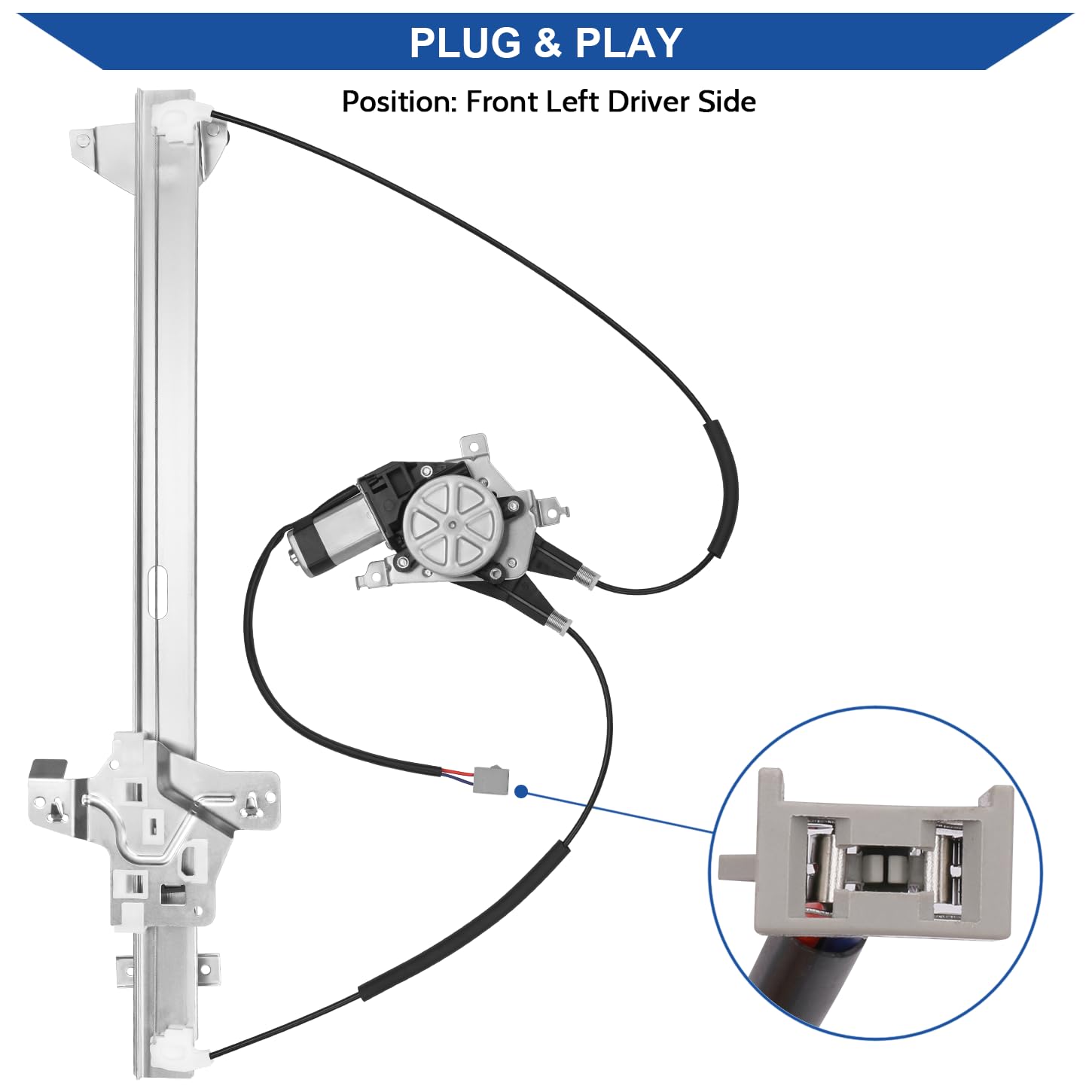 Obaee 741-586 Front Left Driver Side Power Window Regulator with Motor Compatible with Ford E-150 2003-2014/ E-250 Econoline 199