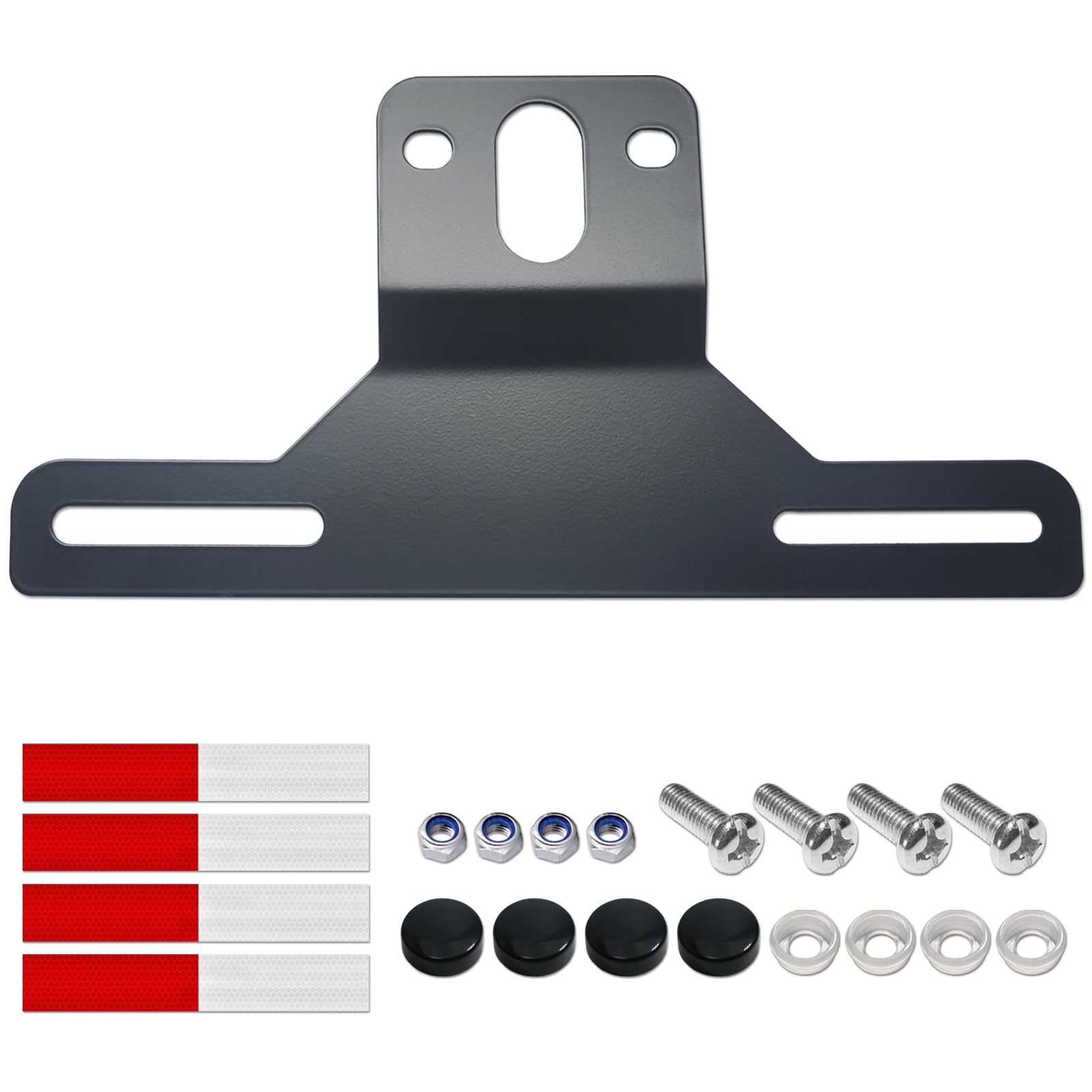 ZXFOOG Trailer License Plate Bracket Holder- Black Stainless Steel Metal Car Tag Frame for Truck/RVs/Boats, Universal License Pl
