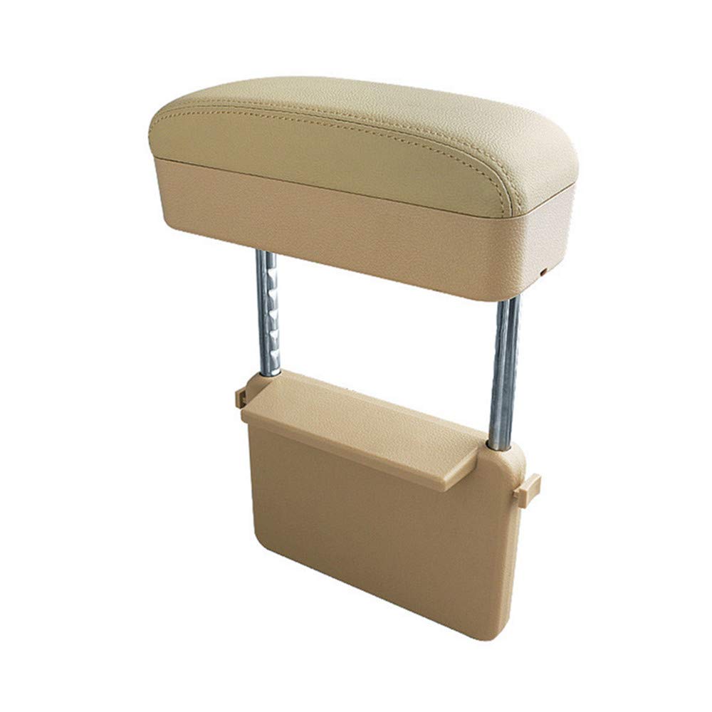 Jeyoda Car Armrest Box Adjustable Pad Refit Car Central Lift Armres Storage Organizer Box Arm Rest(Beige)