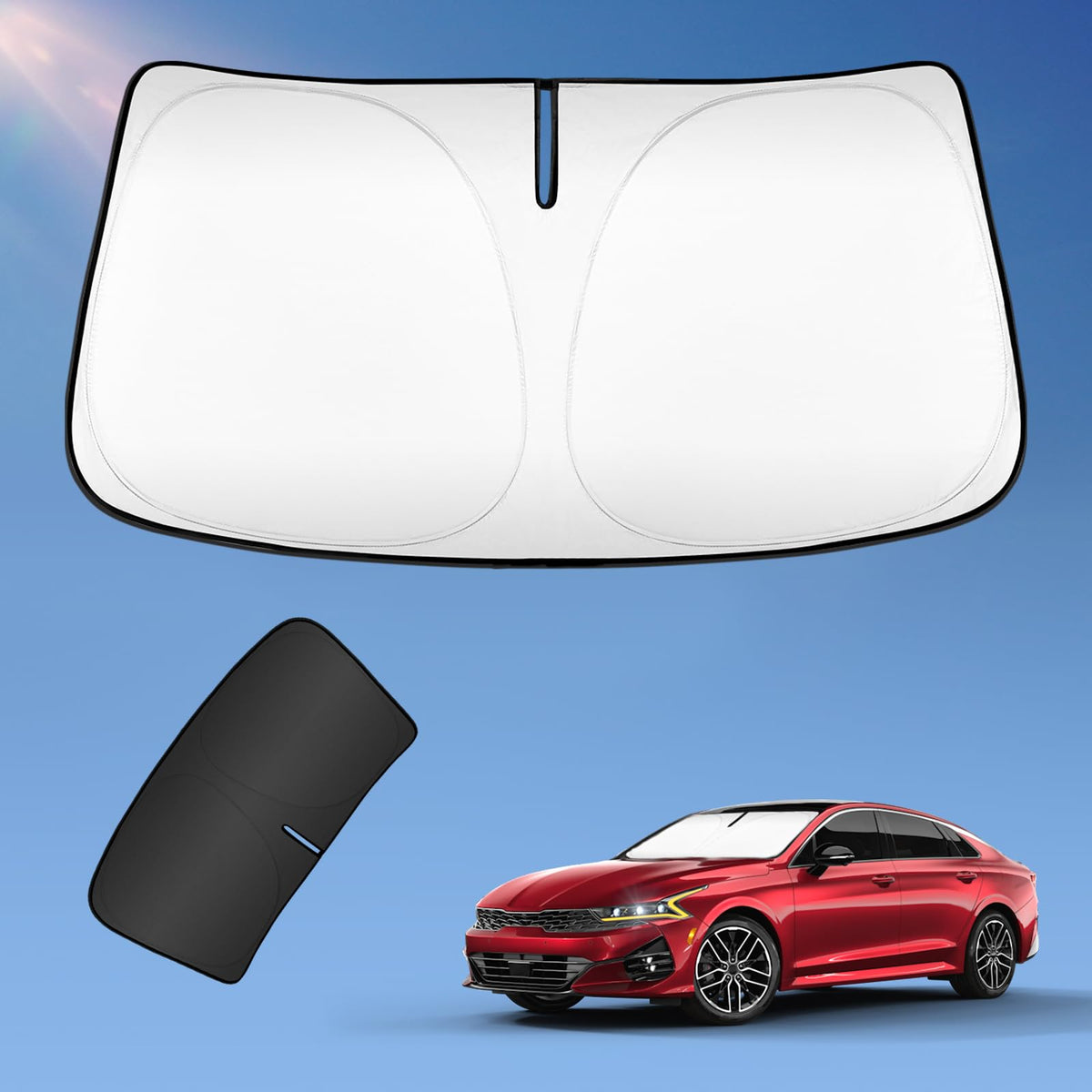 Sun Shade Sunshade For 2021-2024 2025 Kia K5, Gt-Line, Gt, Sedan Windshield Cover, 2-Layers Sun Shield 240T Silver Coating Sun V