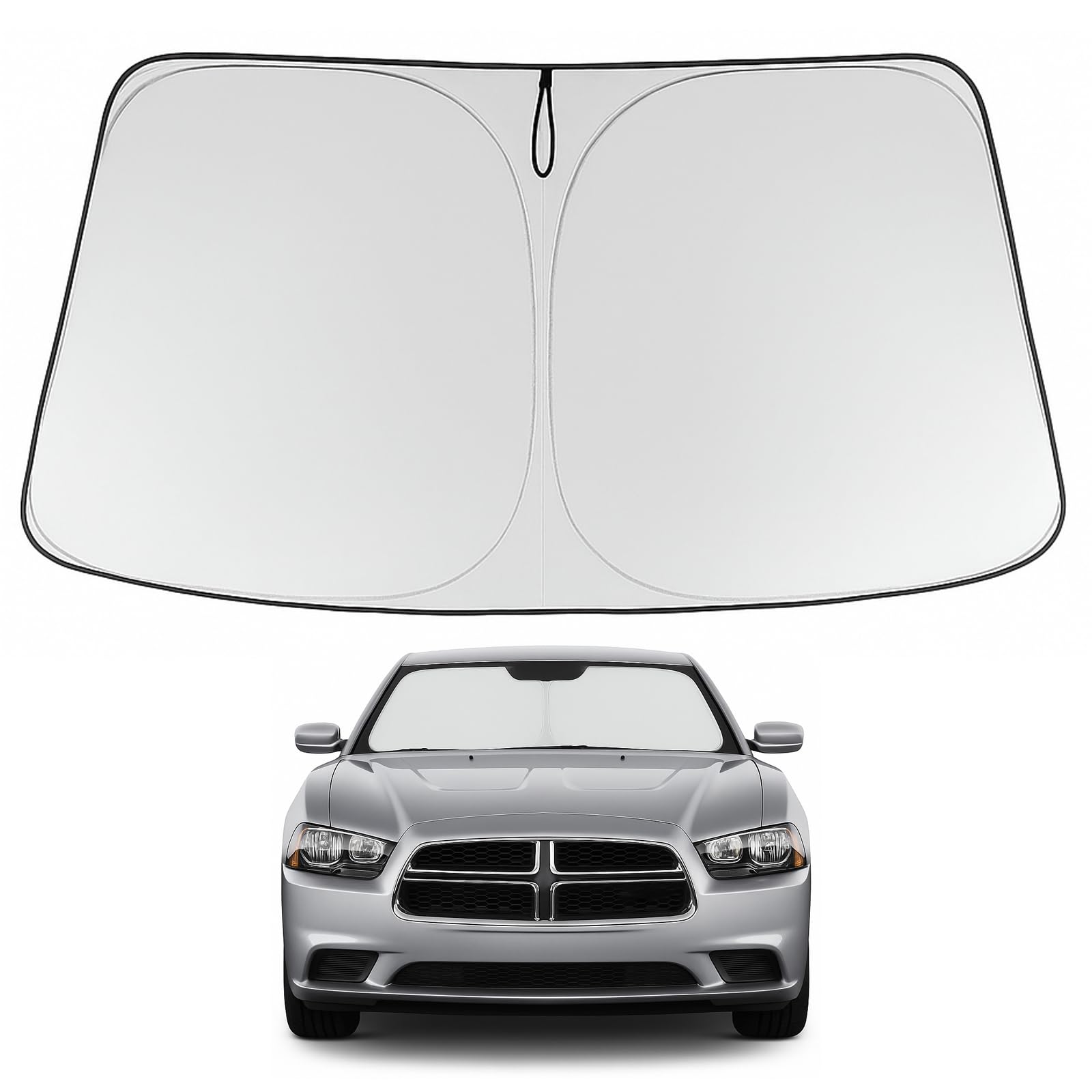 Proadsy 2025 Upgrade Windshield Sun Shade Custom Fit 2011-2023 2024 2025 Dodge Charger Foldable Front Sunshade Protector Sun Vis