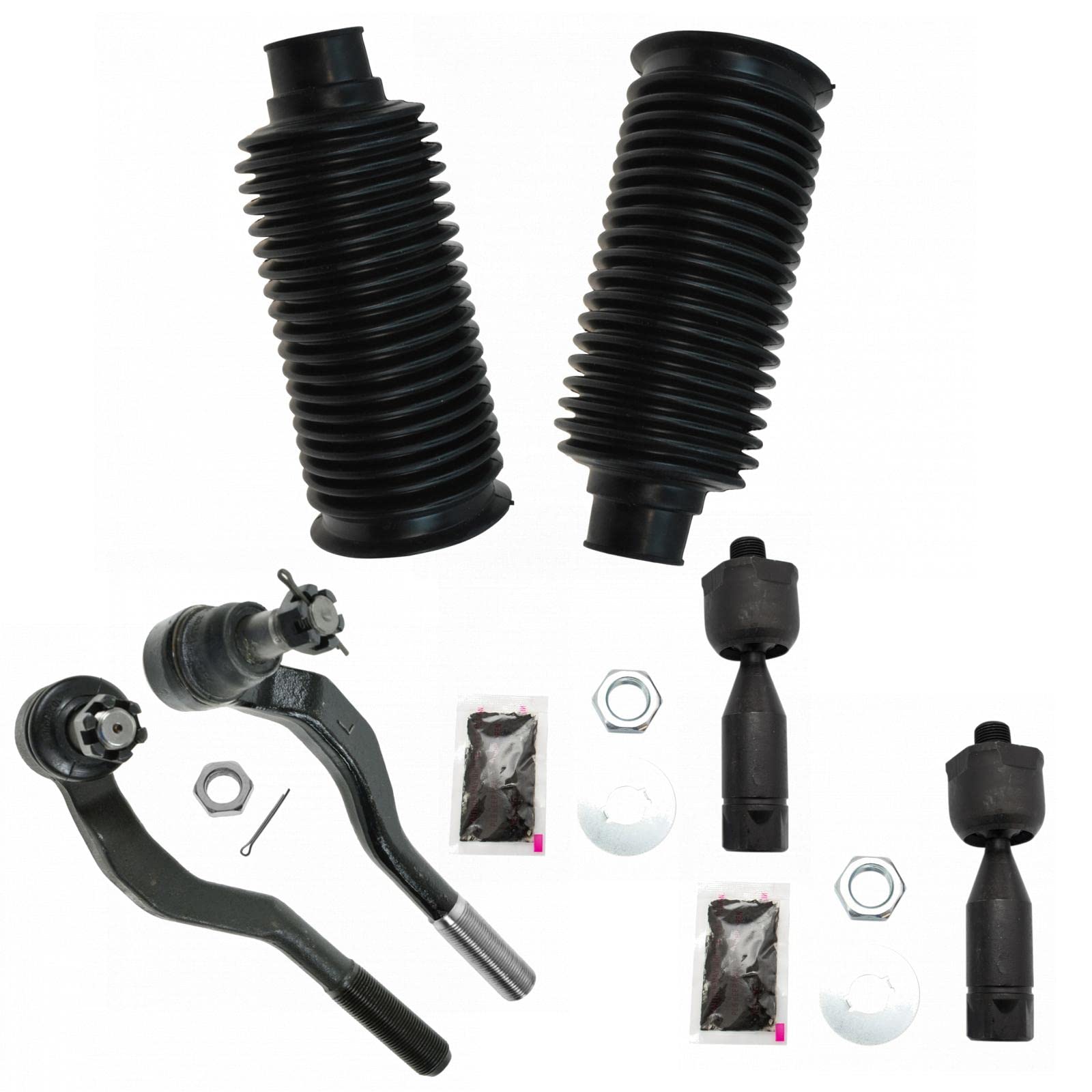 Trq Front Driver & Passenger Side Steering Kit Steering Rack & Pinion Bellow Tie Rod Compatible With 1995-2004 Toyota Tacoma