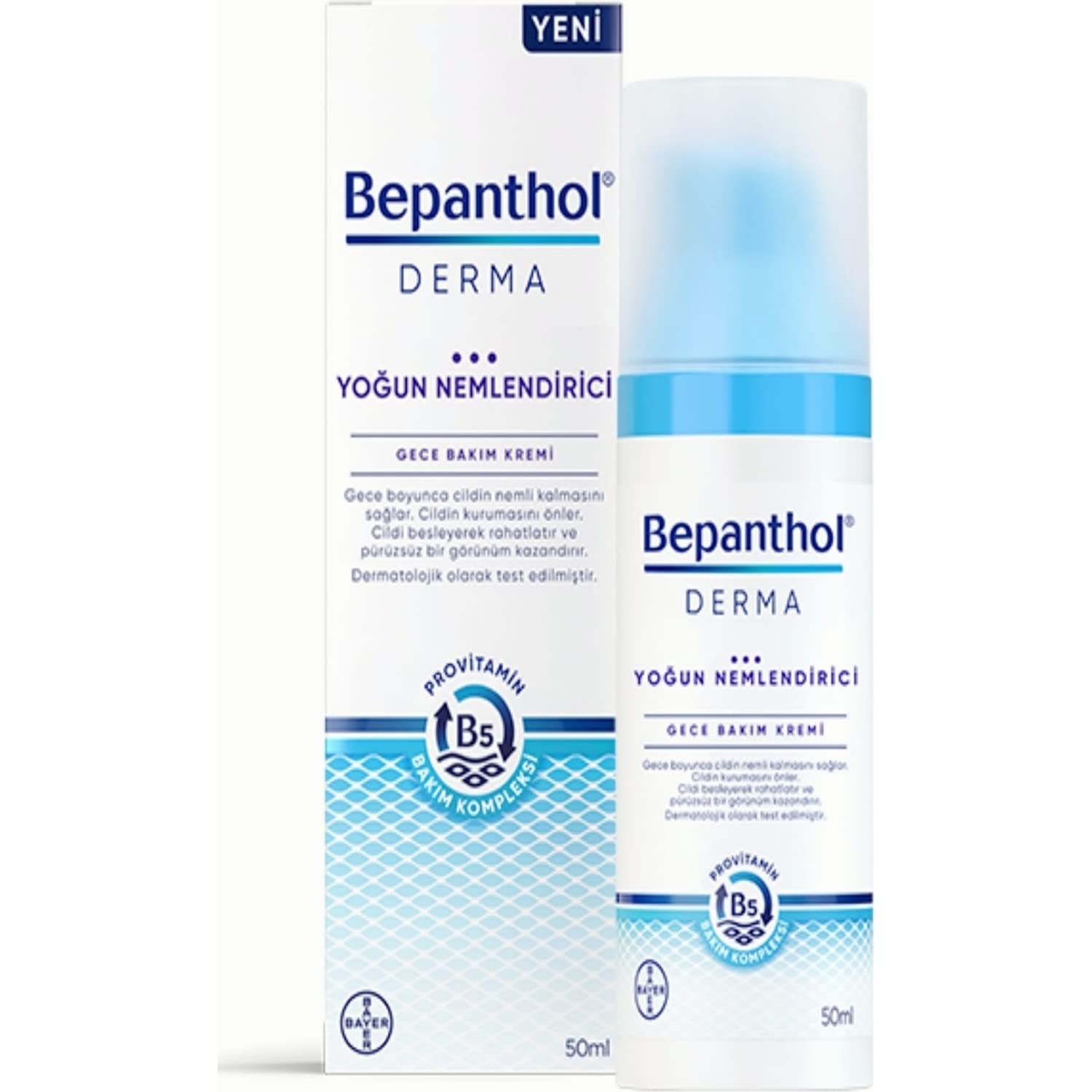 Bepanthol Derma Intensive Moisturizing-Night Face Care Cream-50 ml-New