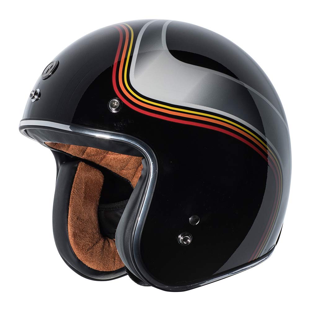 Torc T50 Route 66 Luminous Open Face Helmet (Gloss Black, Small)