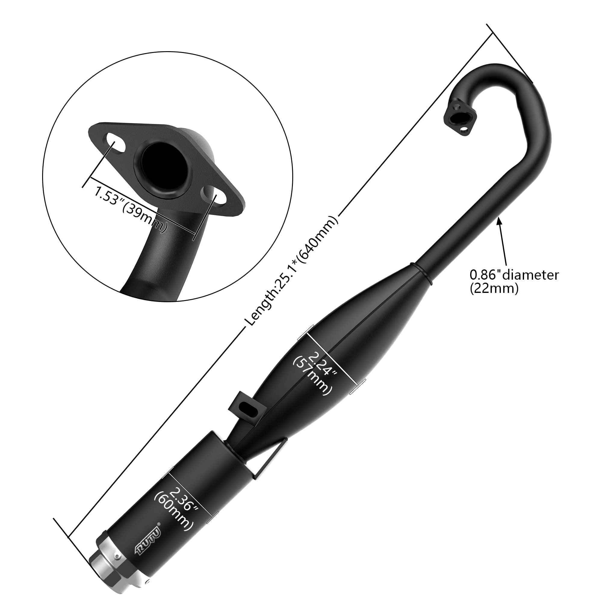 2-Stroke Muffler Exhaust Pipe With Expansion Chamber - Angled Design With Pipe Gasket - Compatible With 47/49Cc Cag Daytona Pock