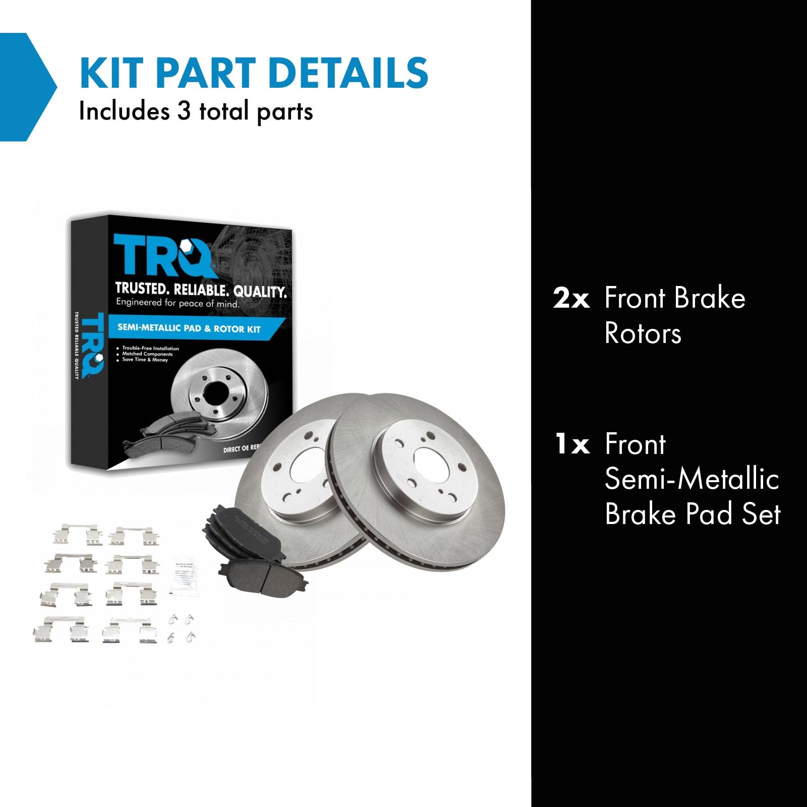 Trq Front Brake Pad & Rotor Kit Brake Pads Brake Rotor Semi-Metallic Compatible With 2002-2003 Lexus Es300 2004-2006 Es330 2005-
