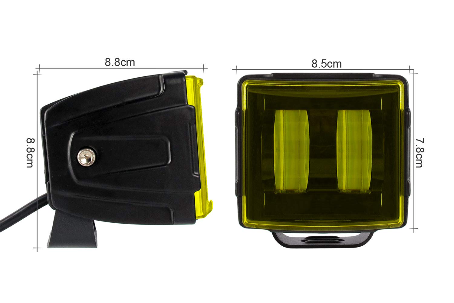 Sufemotec 6D 3 Inch Yellow Led Fog Light, 12V 24V Flood Beam 4X4 Offroad Driving Lights, Led Work Pods Light For Motorcycle Atv