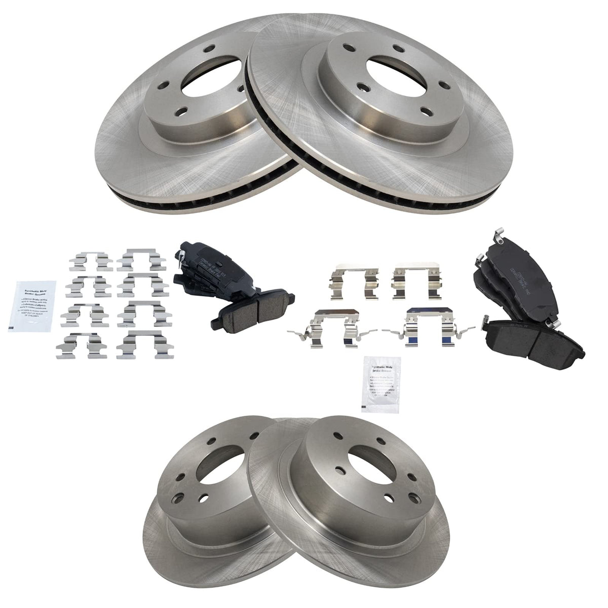 Trq Front And Rear Brake Pad & Rotor Kit Brake Pads Brake Rotor Ceramic Compatible With 2002-2006 Nissan Altima