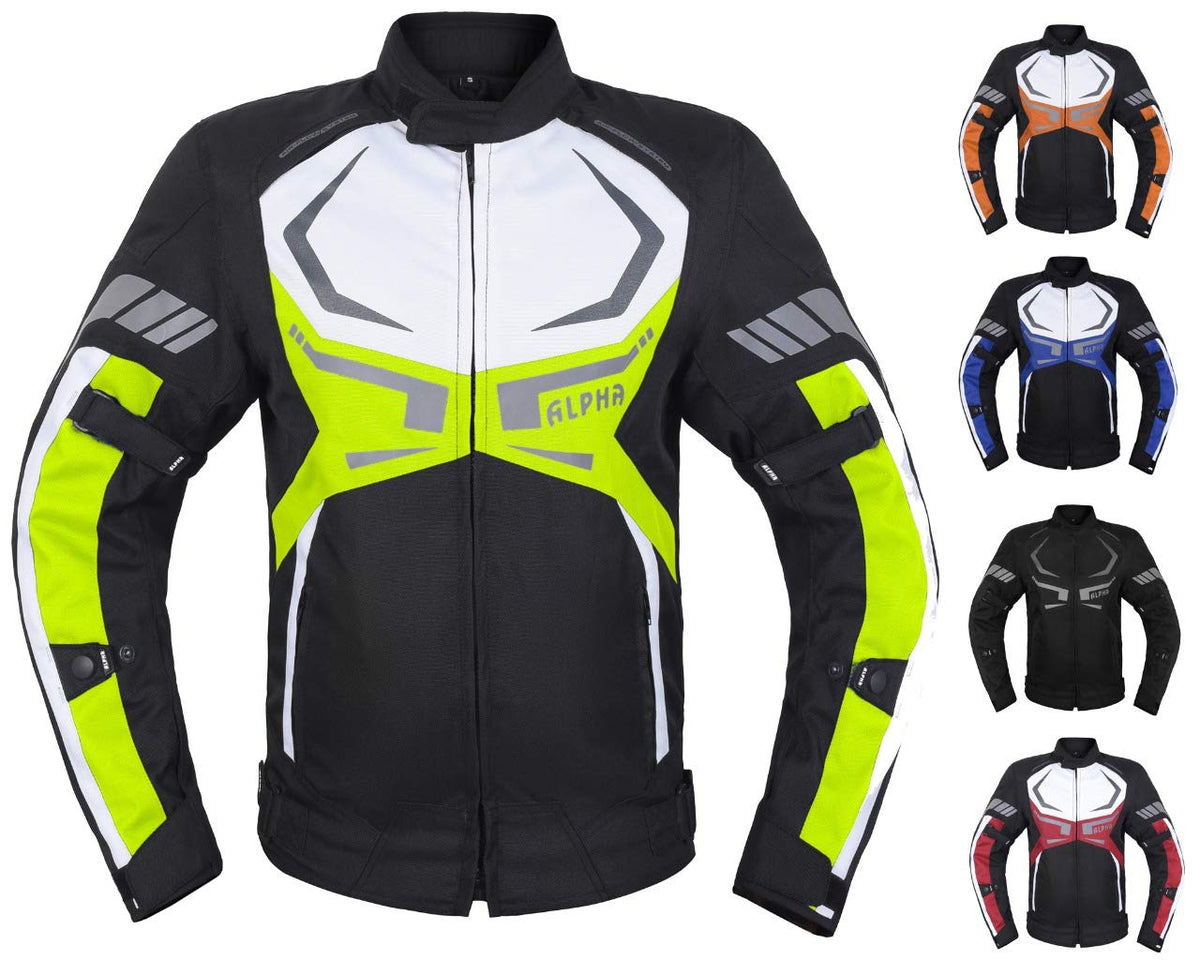 Motorcycle Jacket Mens Ce Armored Bikers Riding Racing Waterproof All Season Jacket (Green, 3X-Large)