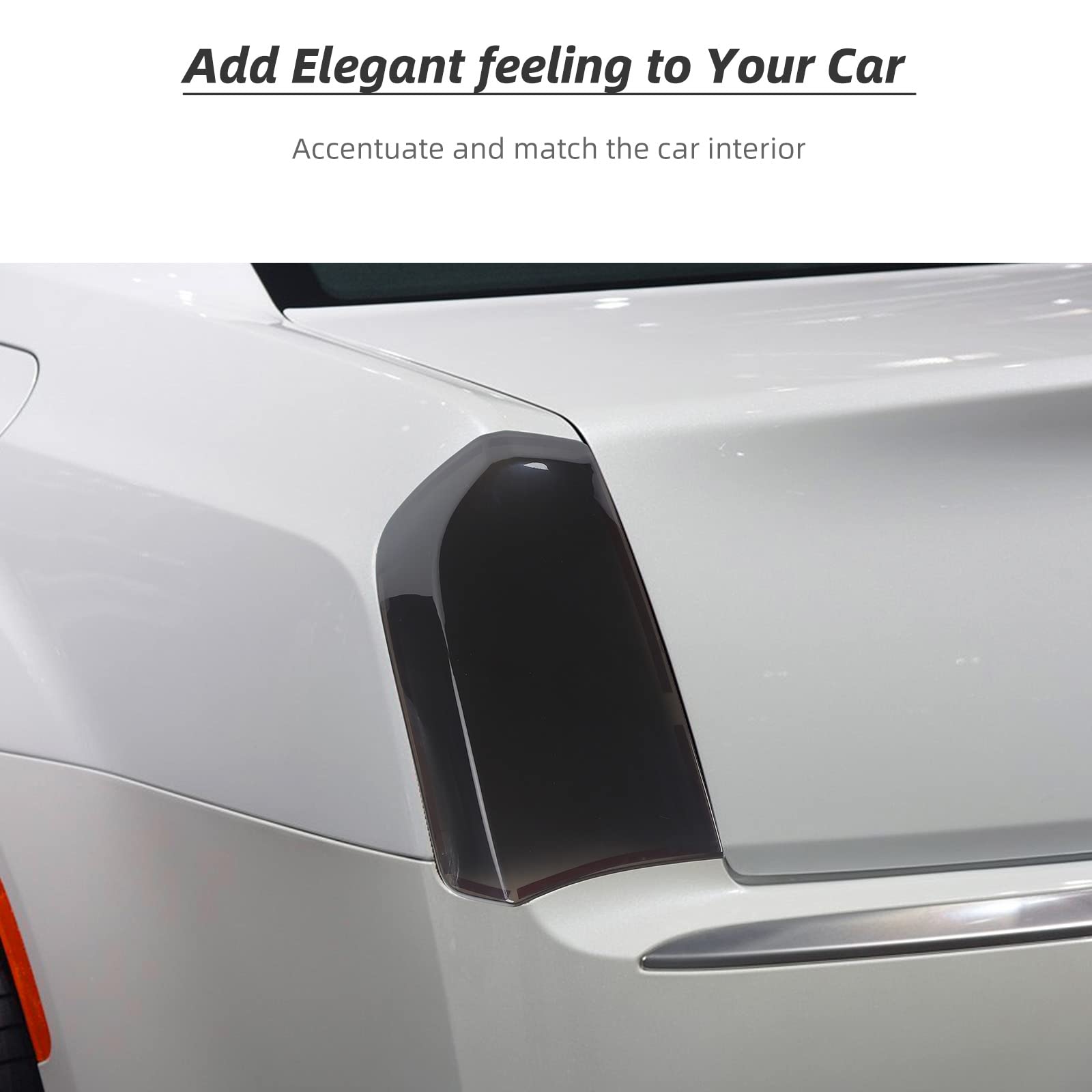 Hoolcar Tail Light Lamp Cover Trim Bezel for 2015-2021 Chrysler 300, Smoked Black