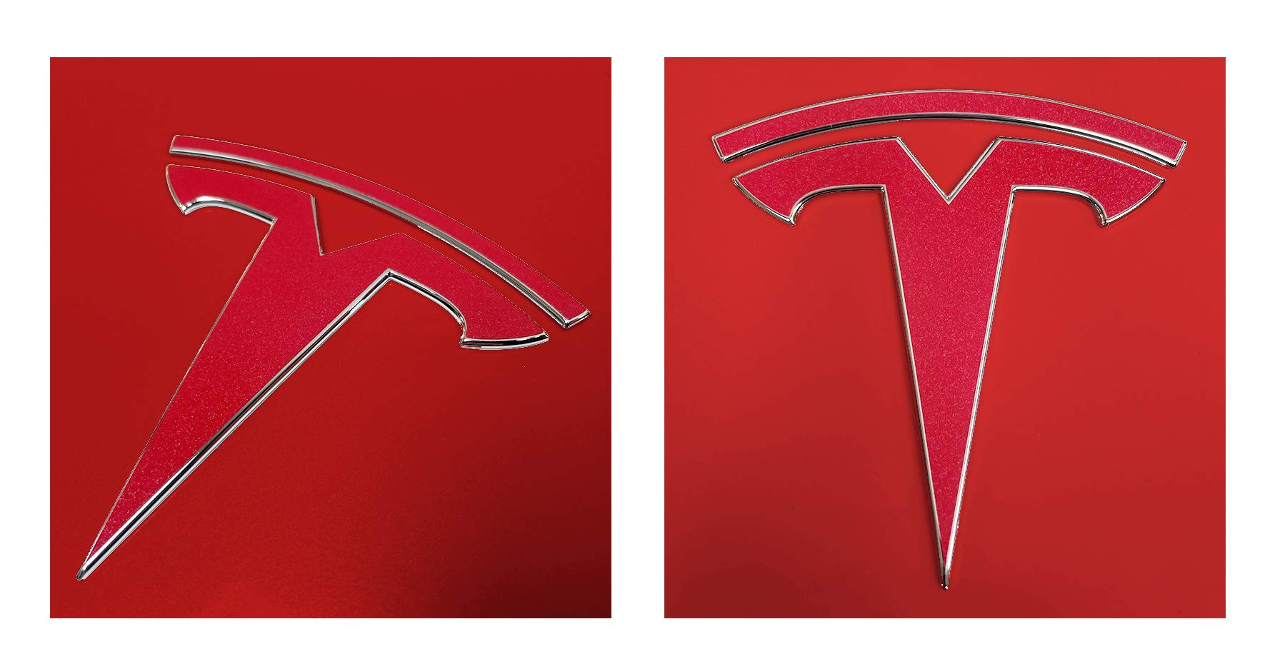 Custom Cut Graphics Logo Decal Wrap for Tesla Model Y, 4-pc Set (Red Multi-Coat)