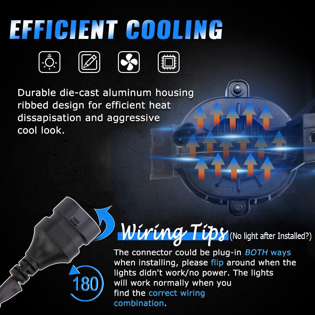 Z-Offroad 2Pcs 63W Led Fog Lights Lamps Replacement For 2002-2008 Dodge Ram 1500 2003-2009 Ram 2500 3500 2004-2006 Durango Truck