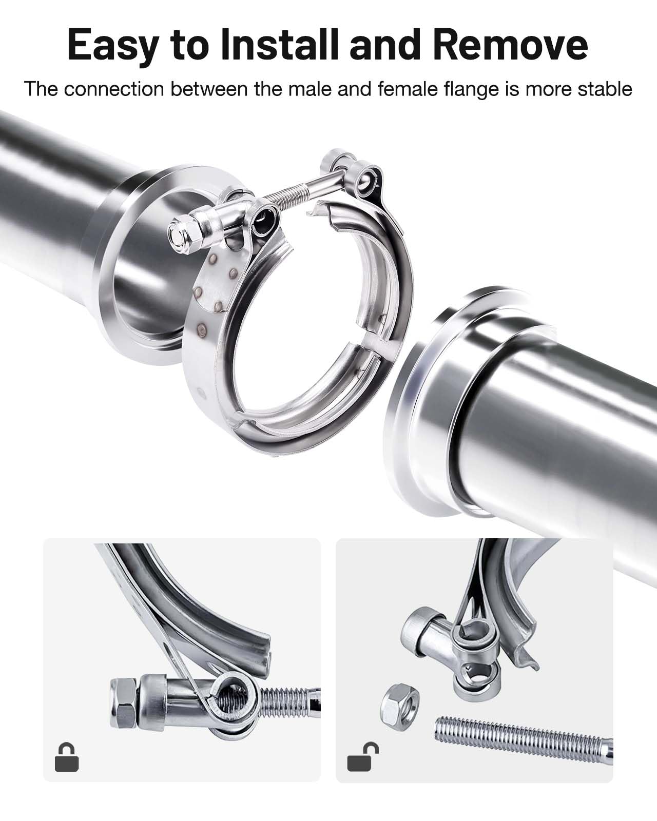 Evil Energy V Band Clamp With Flange Male Female Stainless Steel (4, 3.5'')