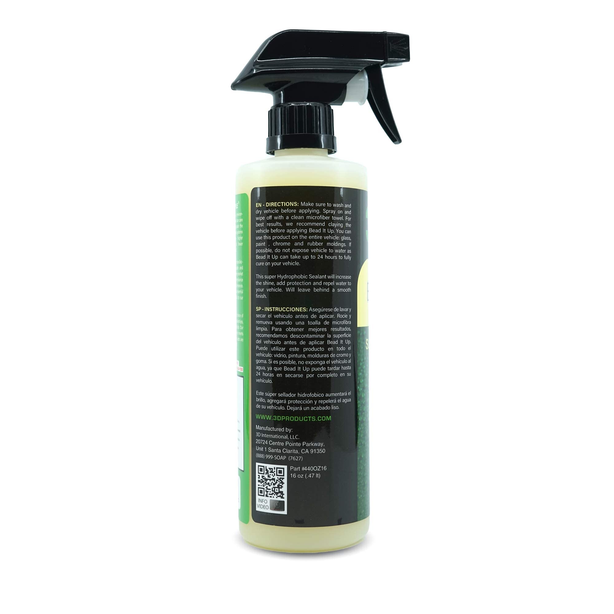 3D Bead It Up Ceramic Coating Booster Spray - Super Hydrophobic Bead Maker - Polymer Paint Protectant & Sealant 16Oz.