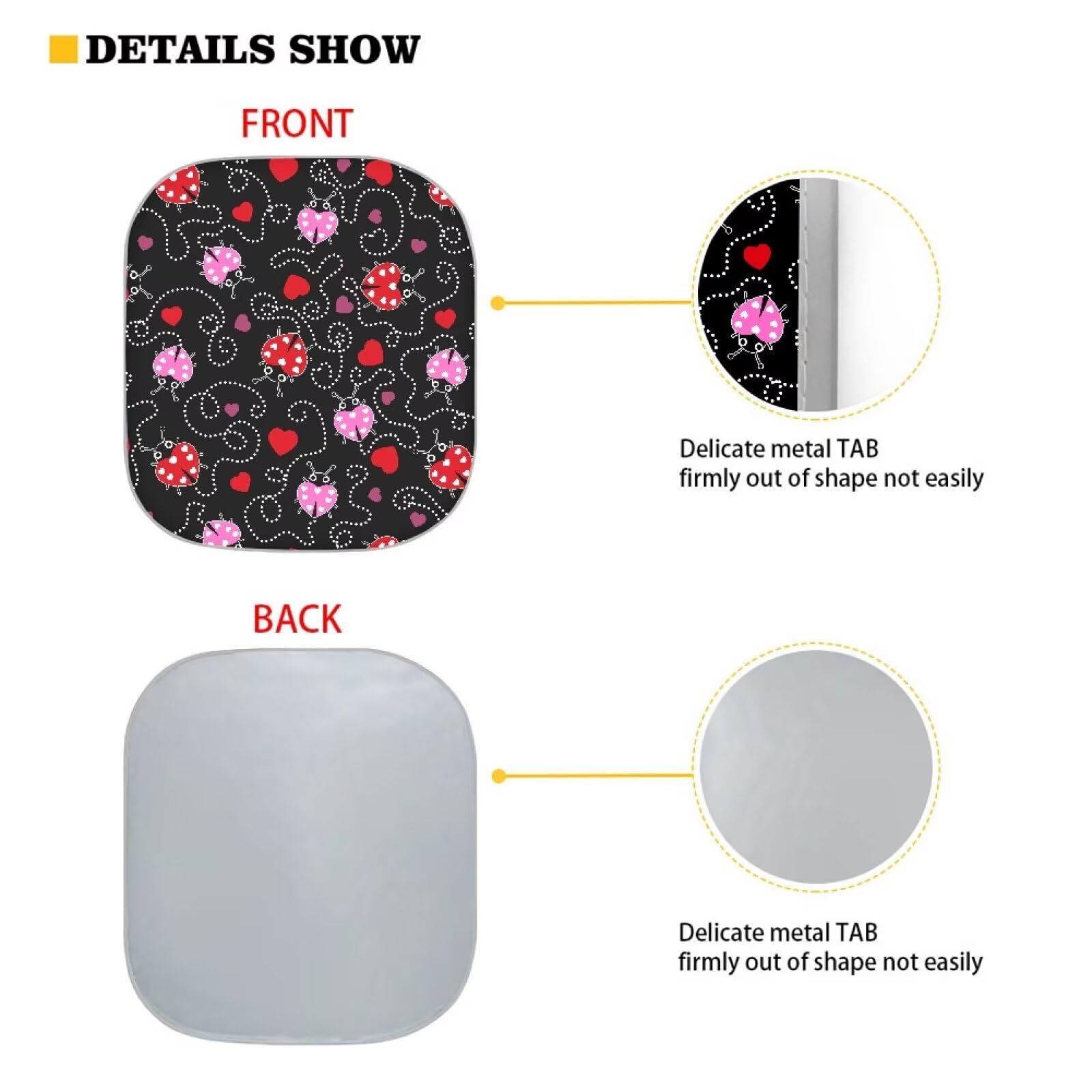 Huisefor Ladybug Print Car Windshield Sunshade For Women Foldable Car Sun Shade For Front Windshield Easy To Install Automotive