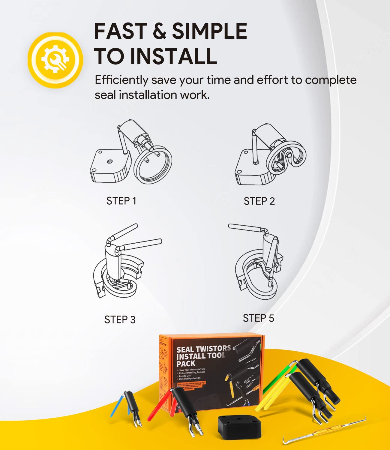 6 Pack Hydraulic Seal Installation Tools, Hydraulic Cylinder Piston Repair Rebuild Seal Kit, U-Cup Rod Seal Installation Tool Ki