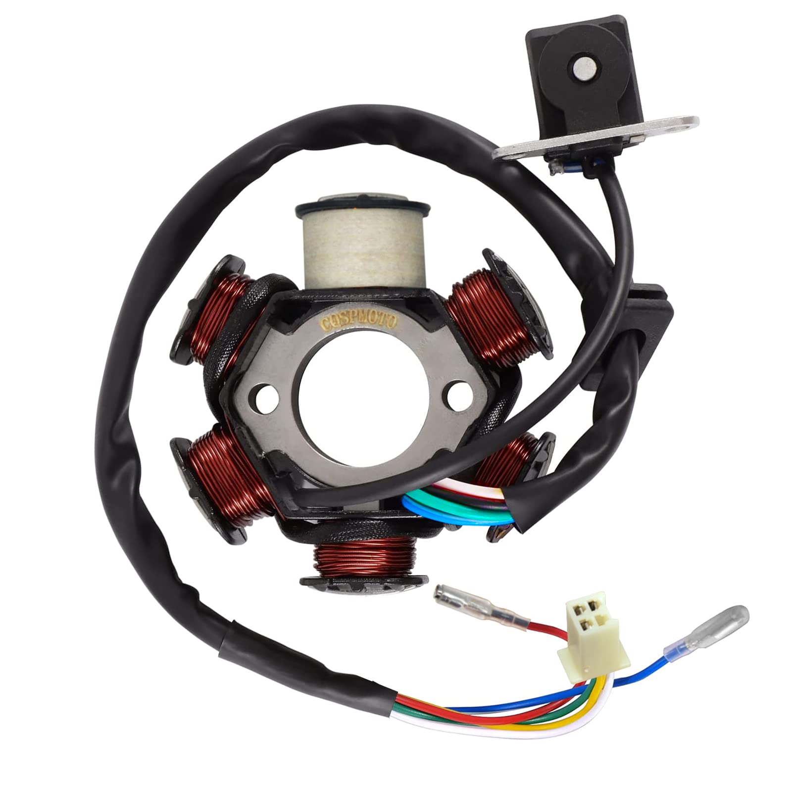 Magneto Stator Coil 5 Wire Ac 6 Pole Ignition Stator Magneto For Gy6 125Cc 150Cc Engine Stator Replacement For Scooter Atv Go Kart Taotao Dune Buggy(3-Pin Square Interface)
