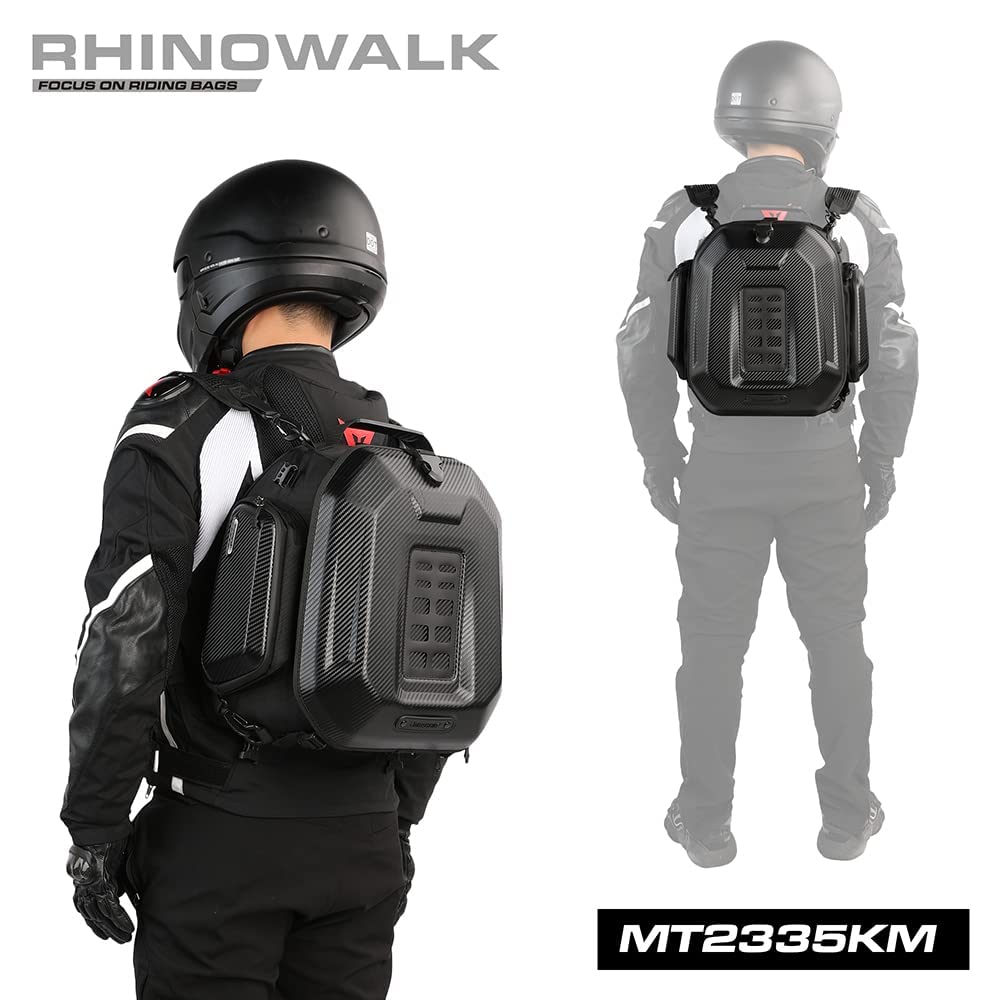Rhinowalk Motorcycle Travel Luggage, Expandable Motorcycle Tail Bag 35L,Waterproof All Weather/Trunk/Rack Bag With Sissy Bar Straps-Carbon Black