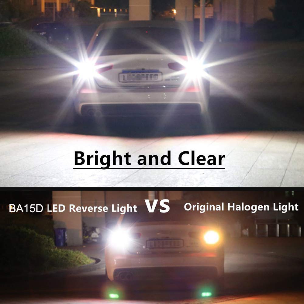 BlyilyB BA15D Bright White LED Bulbs for Car, Trailer, RV, Boat - 6 Pack Interior Tail Light Bulbs