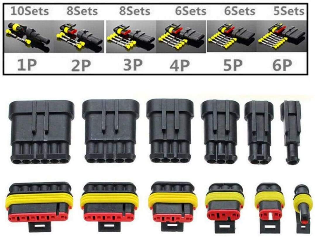 Dododiy, 708Pcs Waterproof Car Electrical Wire Connectors Terminals Assortment Kit 1 2 3 4 5 6 Pin Way Terminal Connector Plug F