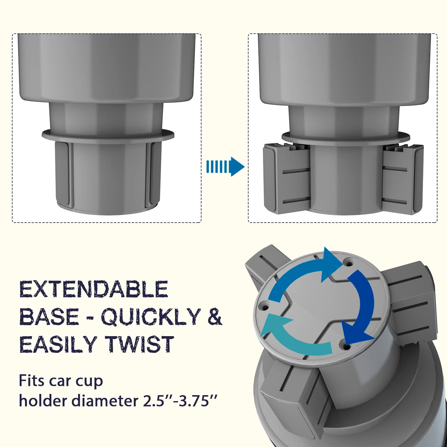 Seven Sparta Expander Car Cup Holder Expander Organizer With Adjustable Base, Compatible With Hydro Flasks 32/40 Ounce, Compatib