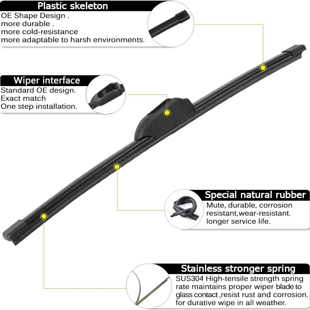 Autoboo 24''+20'' Windshield Wipers With 10'' Rear Wiper Blade Sets Replacement For Kia Soul 2020 2021 2022 2023 -Original Facto