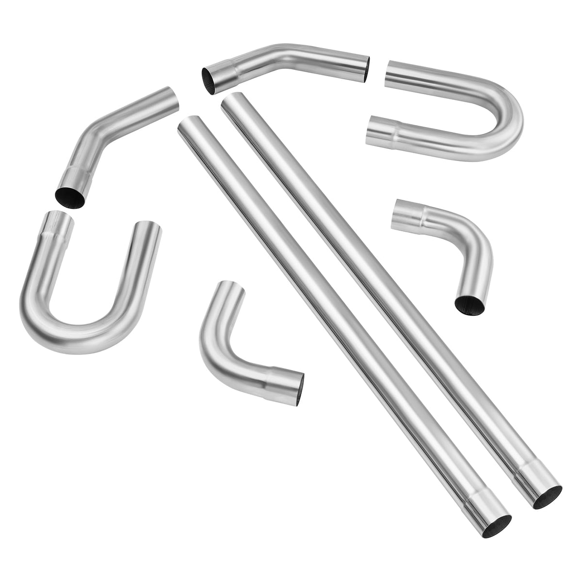 VEVOR 2.5'' Exhaust Kit, 8 Pieces, DIY Universal Galvanized Steel Exhaust Kit with Slip-Fit Joint & Large Exhaust Tube, Rust-Pro
