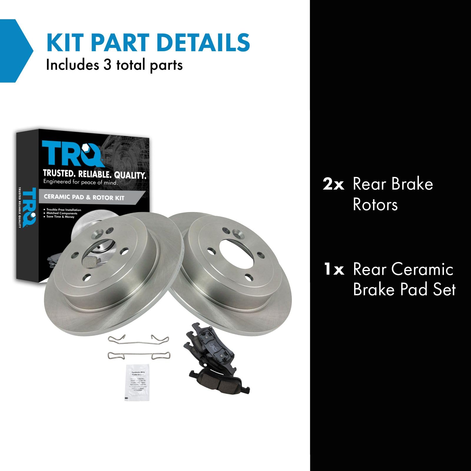Trq Rear Brake Pad & Rotor Kit Brake Pads Brake Rotor Ceramic Compatible With 2002-2006 Mini Cooper